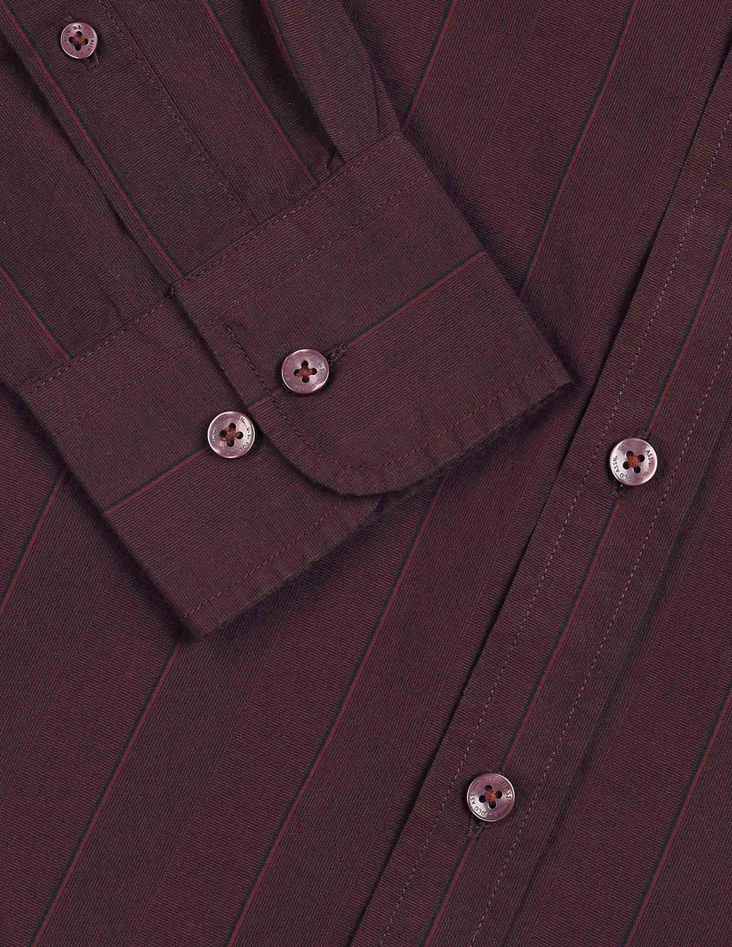 Tailored Fit Vertical Striped Shirt Wine - U.S. Polo Assn. India | Large