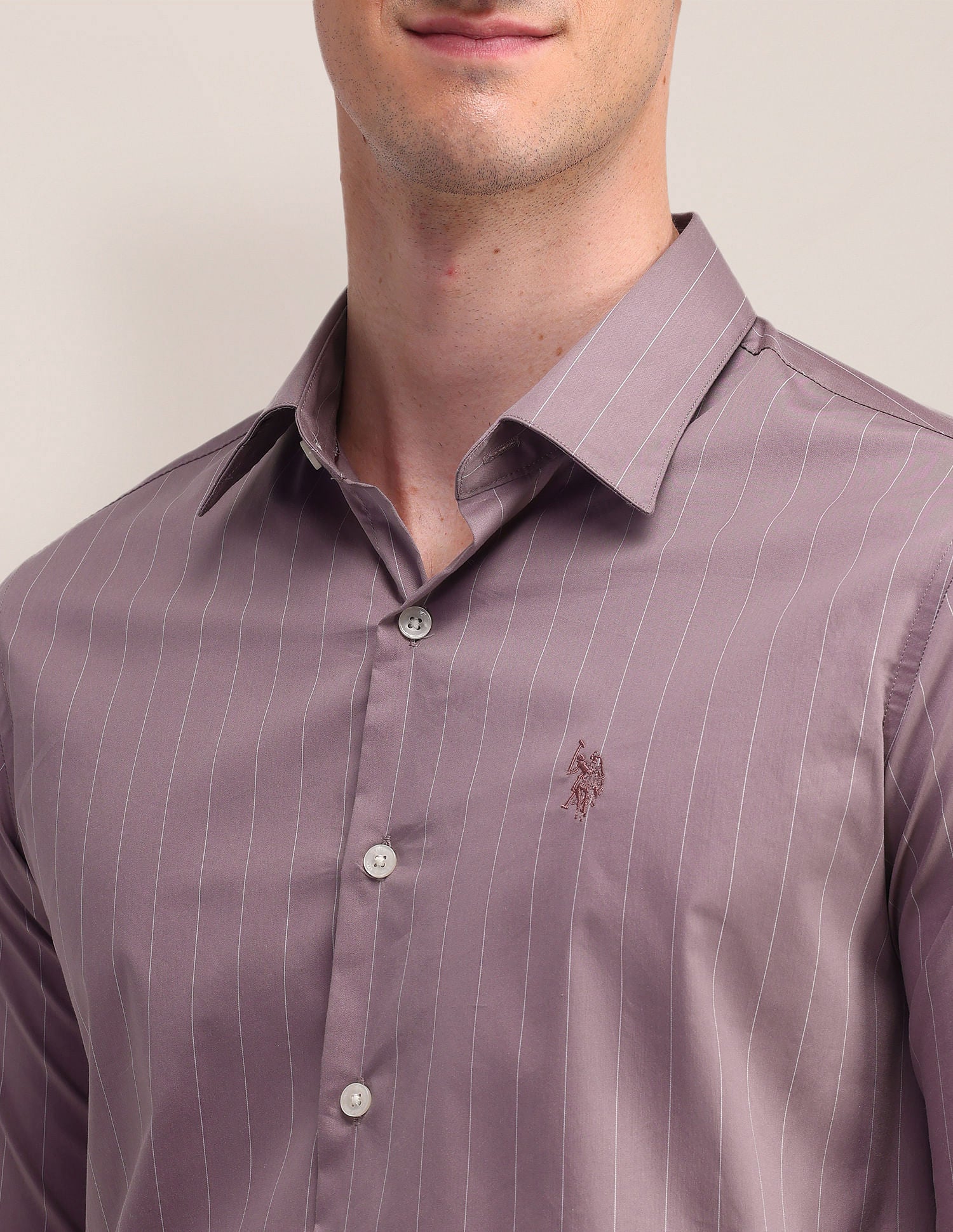 Vertical Striped Regular Fit Shirt Pink - U.S. POLO ASSN. | Large