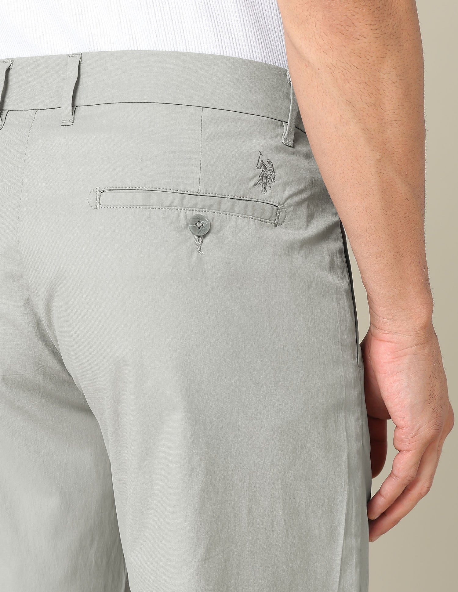 Austin Slim Fit Mid Rise Trousers Light Grey - U.S. POLO ASSN. | Large