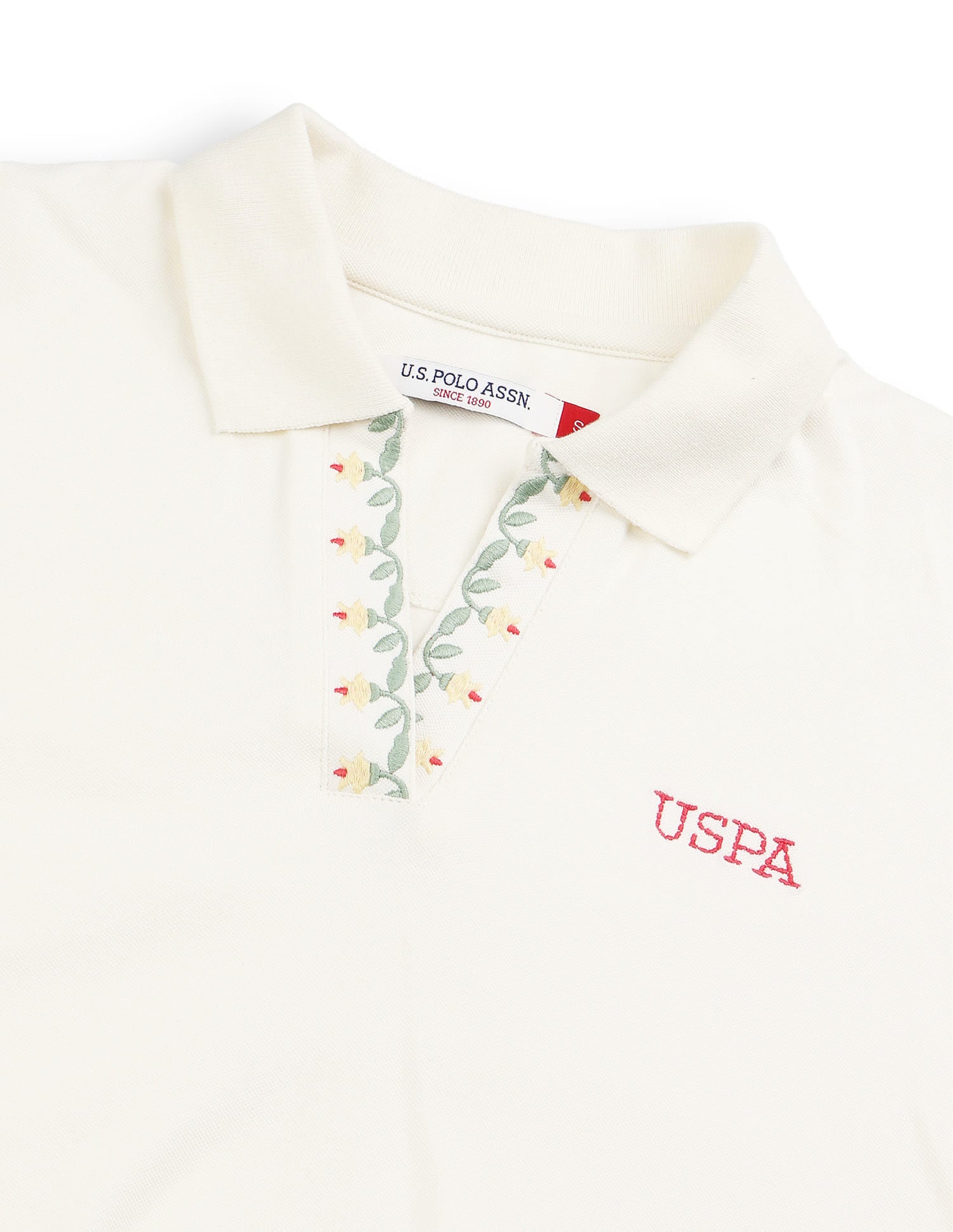 Embroidered Collar Regular Fit Polo Shirt White - U.S. Polo Assn. India | Large