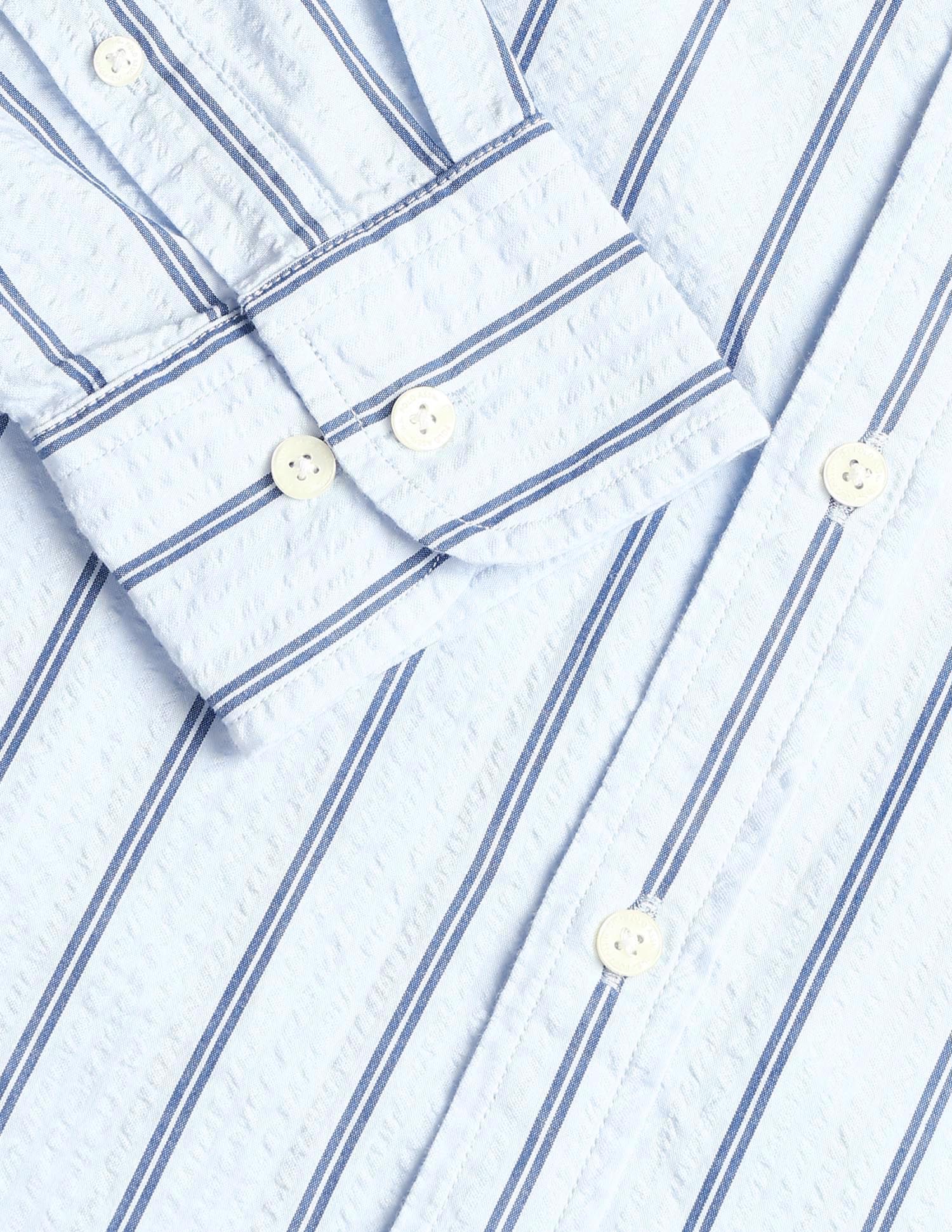 Vertical Striped Tailored Fit Shirt Light Blue - U.S. Polo Assn. India | Large