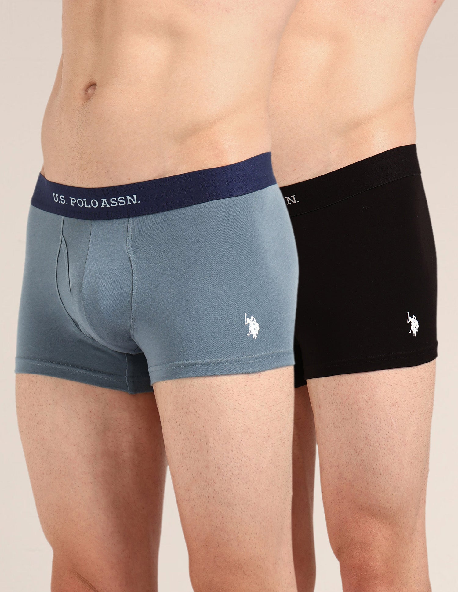 Cotton Stretch Antimicrobial OET21 Trunk - Pack Of 2 Black/Stromy Weather - U.S. Polo Assn. India | Large