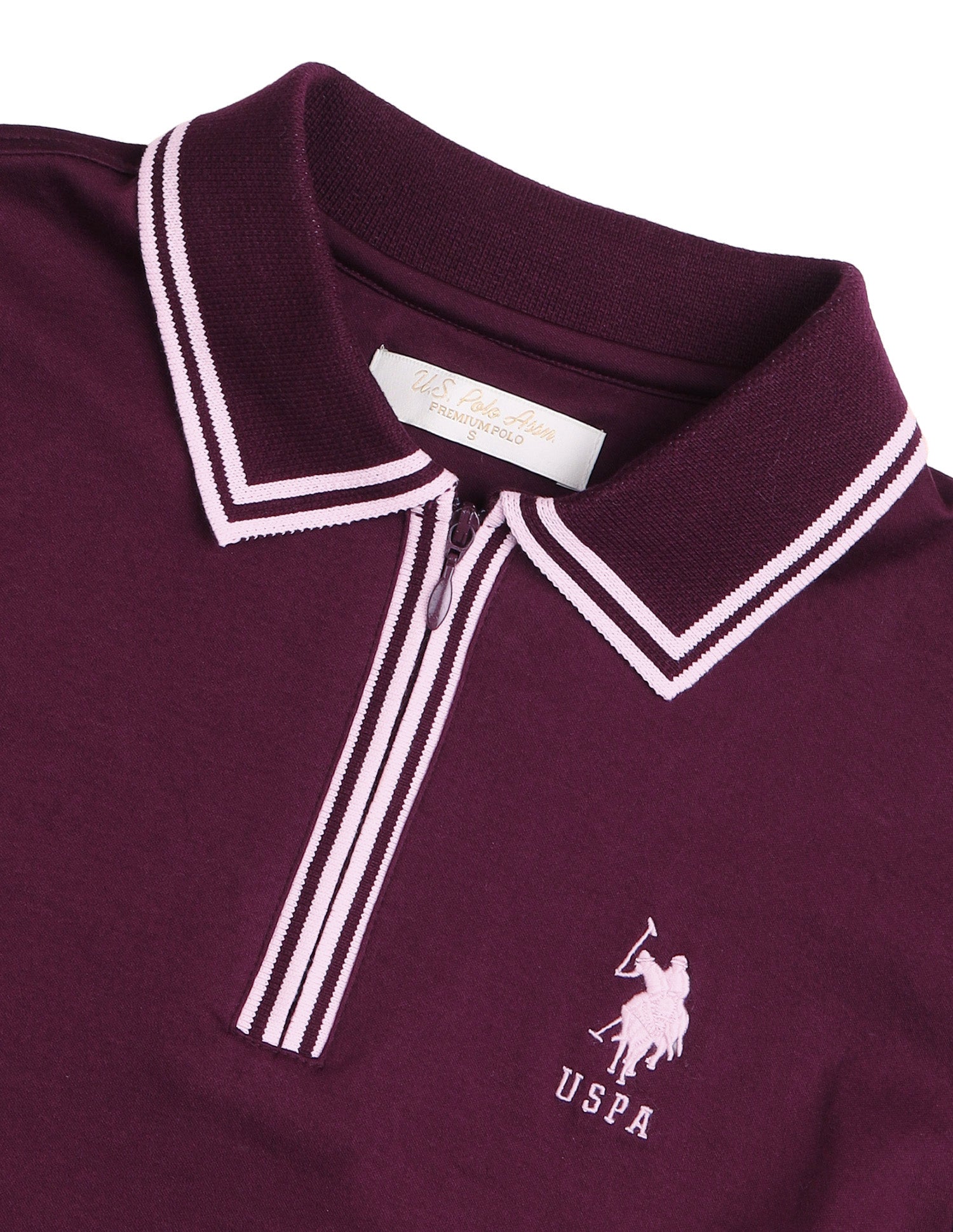 Solid Regular Fit Zip Polo Shirt Wine - U.S. Polo Assn. India | Large