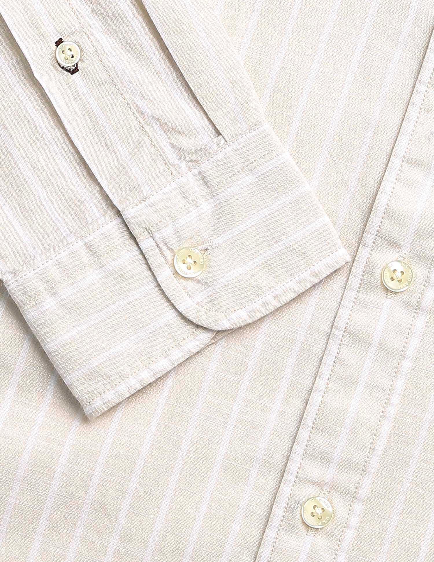 Regular Fit Vertical Striped Shirt Light Beige - U.S. POLO ASSN. | Large