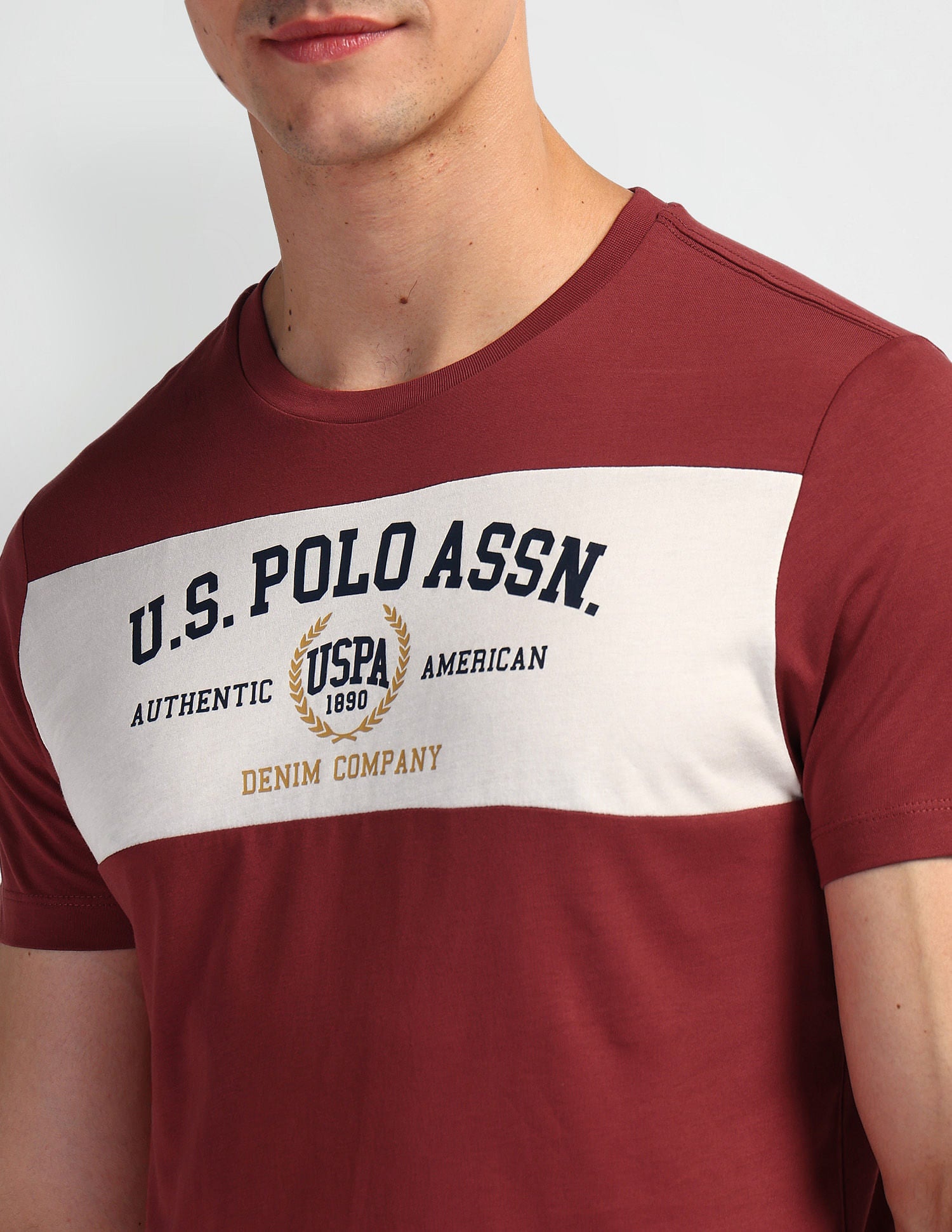 Brand Print Crew Neck T-Shirt Red - U.S. Polo Assn. India | Large