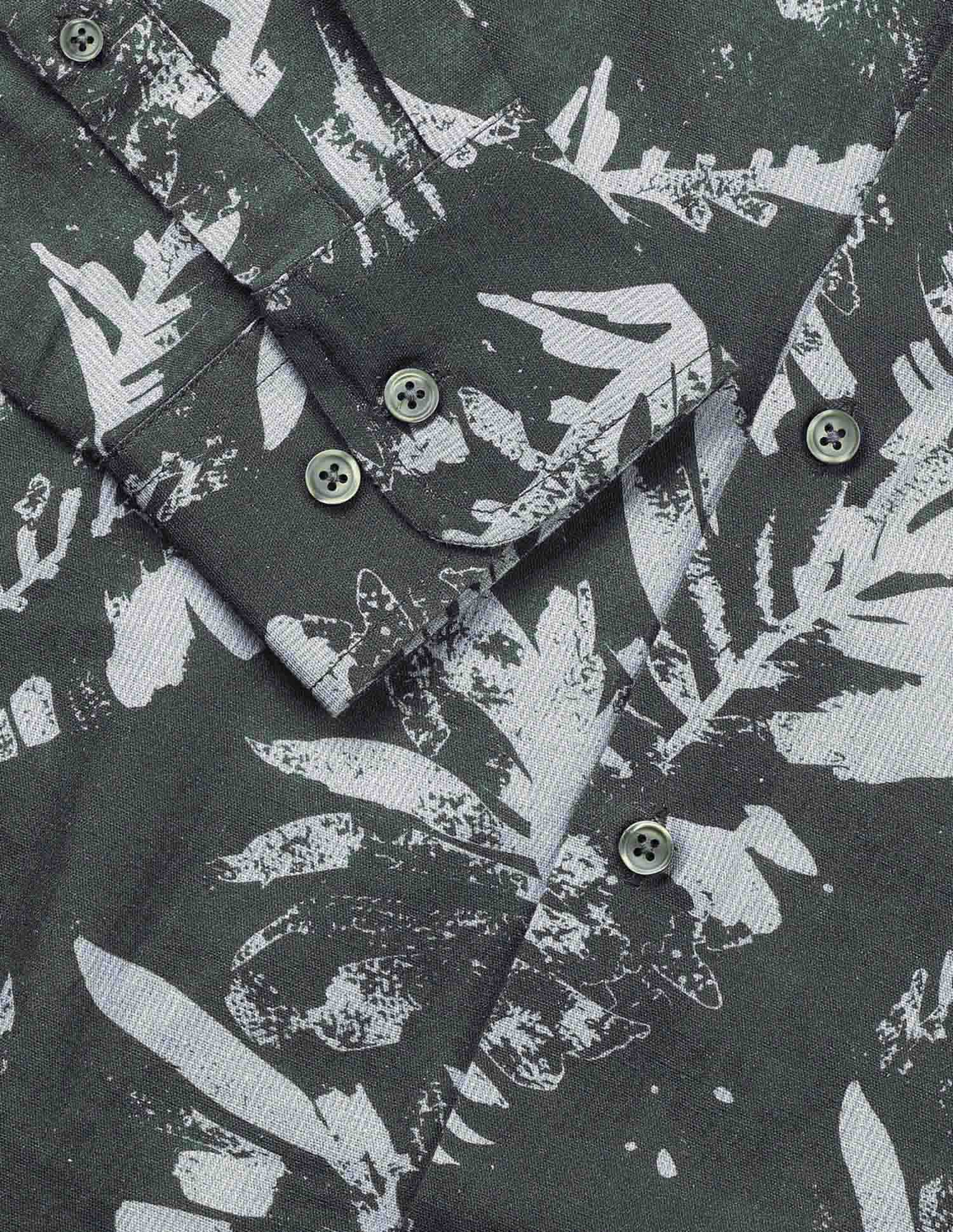 Tailored Fit Tropical Printed Shirt Dark Green - U.S. Polo Assn. India | Large