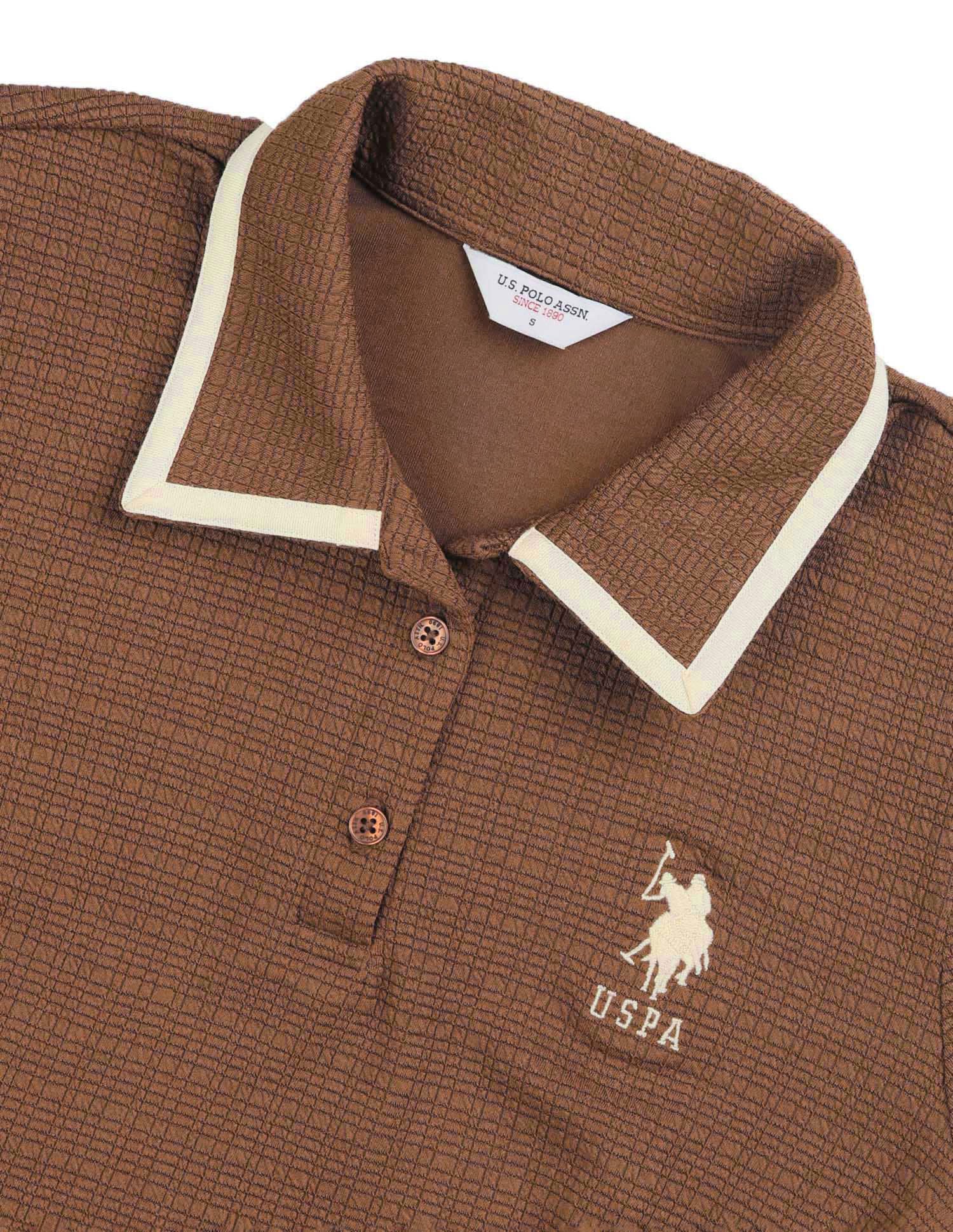 Textured Mini Polo Dress Brown - U.S. POLO ASSN. | Large