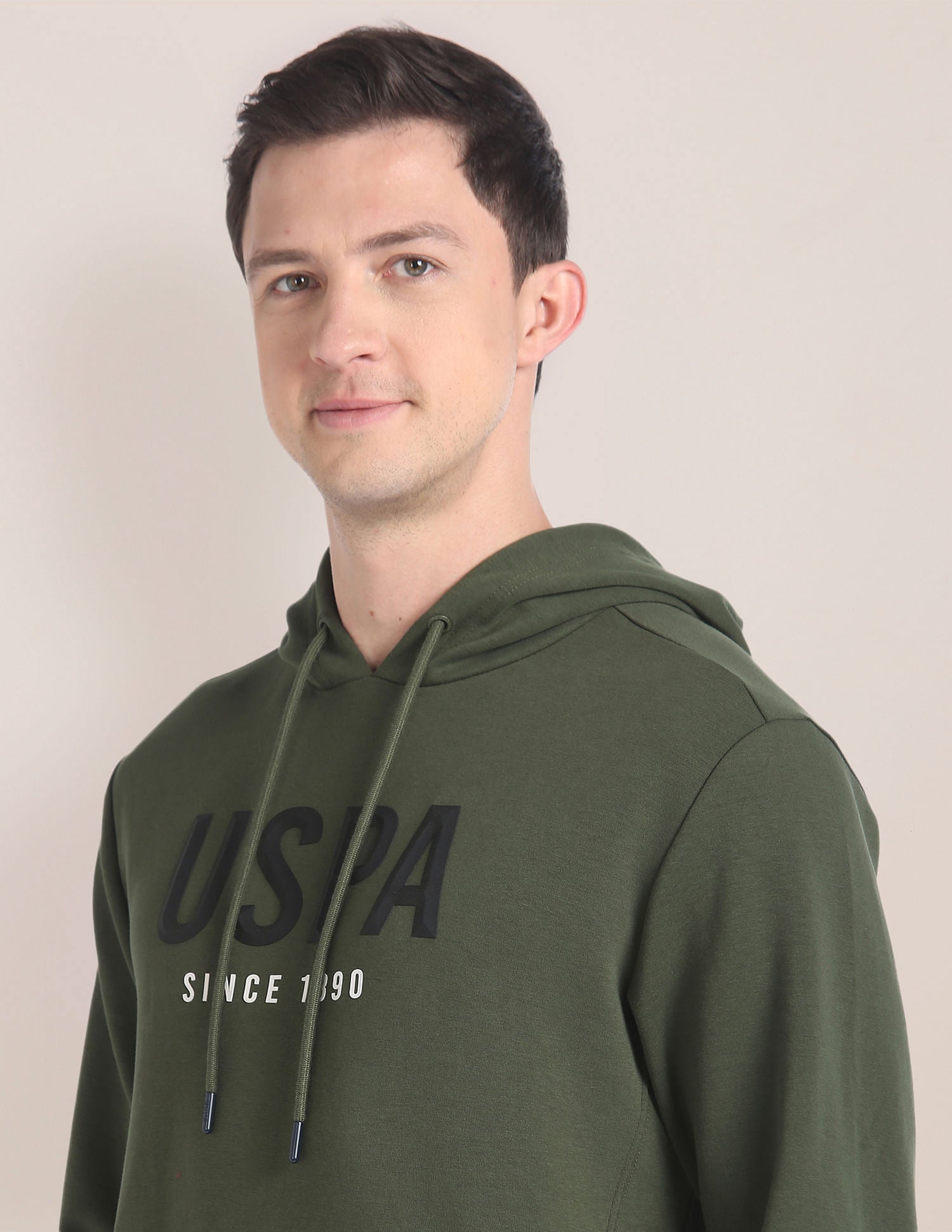 Appliqued Logo Hooded Sweatshirt Olive - U.S. POLO ASSN. | Large