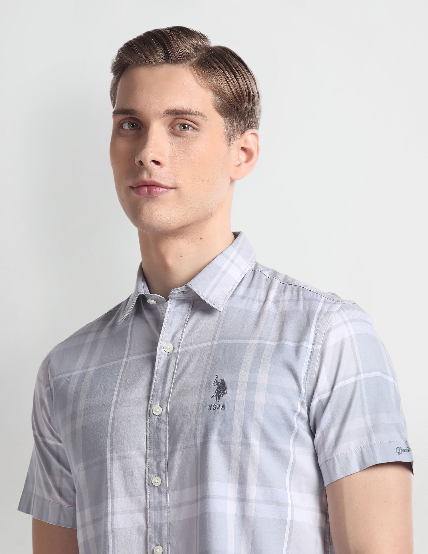 Tartan Check Twill Shirt Grey - U.S. Polo Assn. India | Large