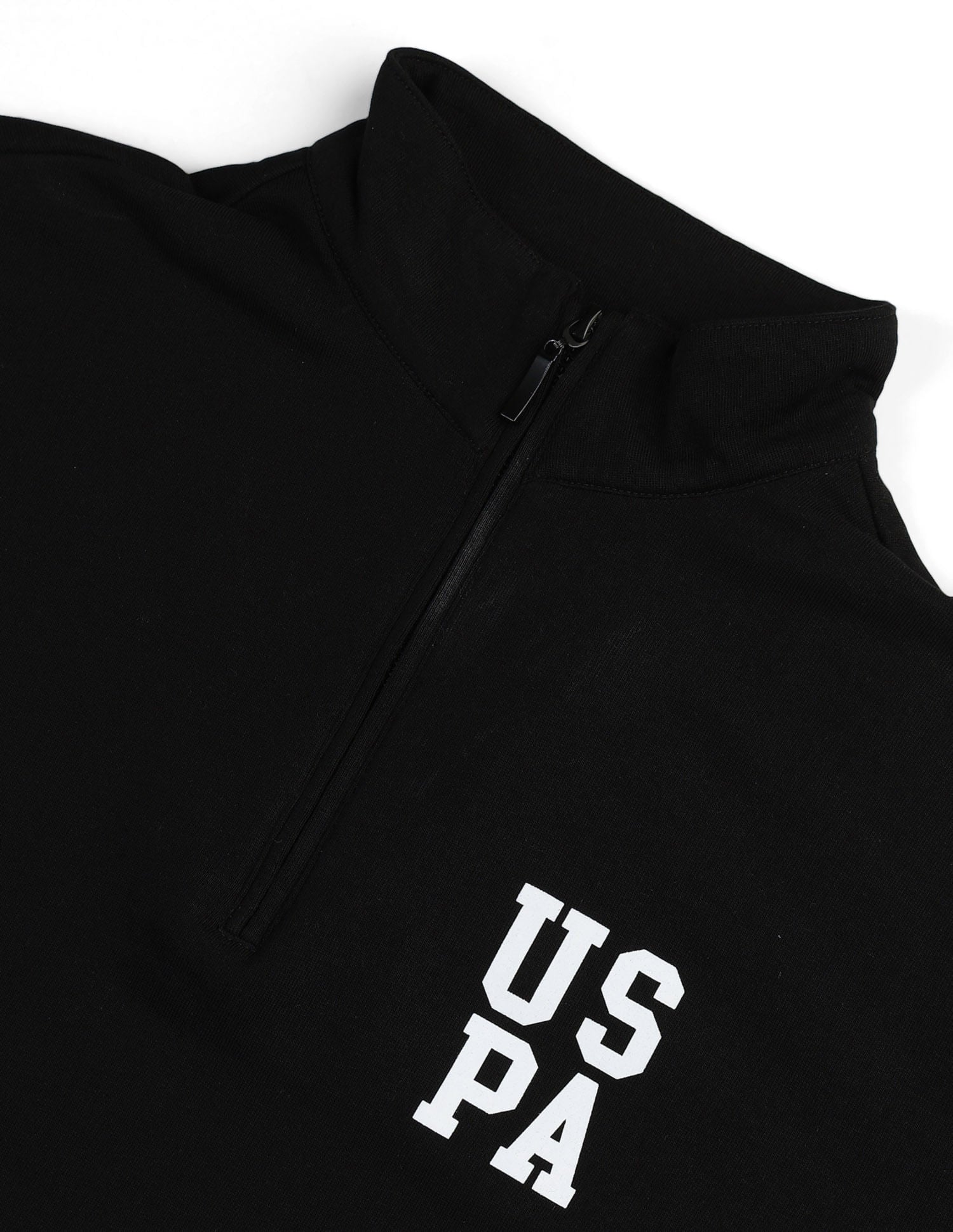 Half Zipper Hooded Sweatshirt Black - U.S. POLO ASSN. | Large