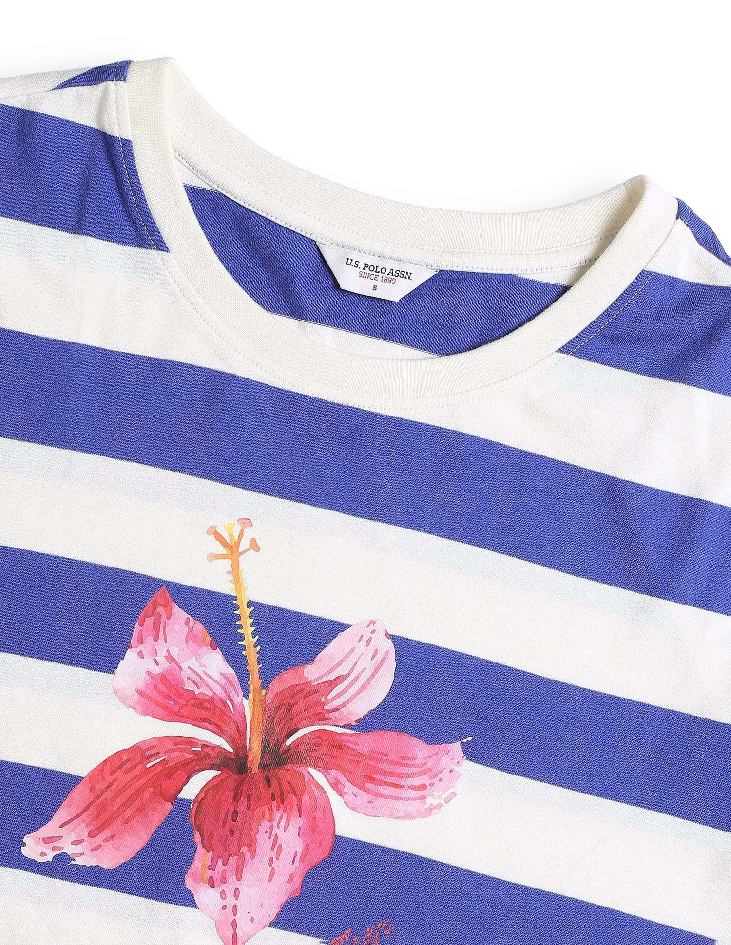 Horizontal Striped Relaxed Fit T-Shirt Blue - U.S. Polo Assn. India | Large
