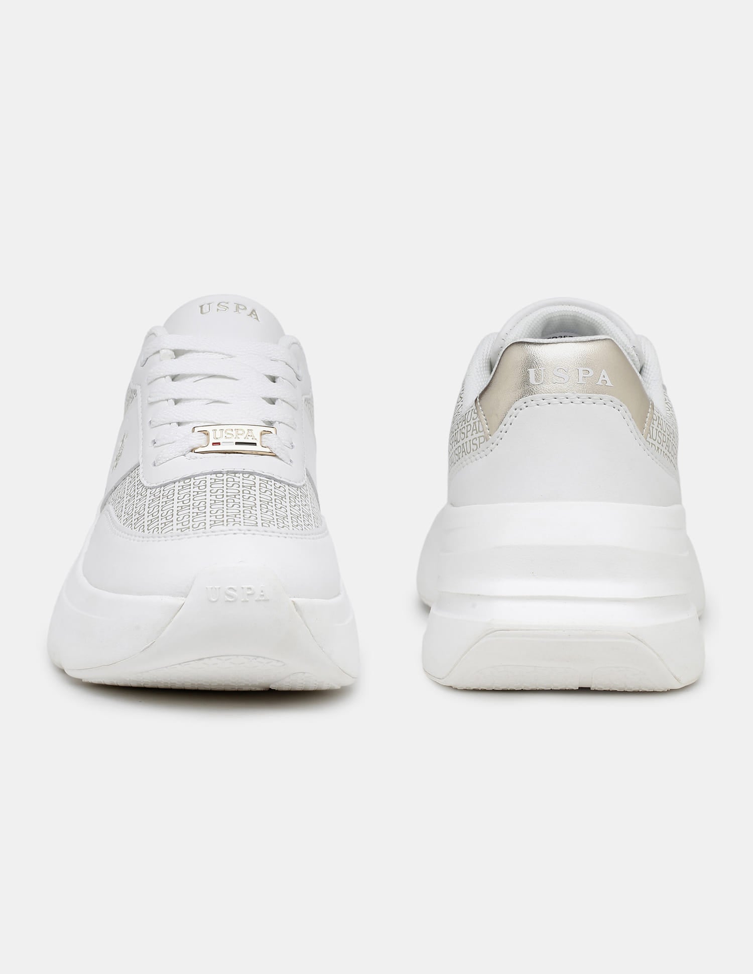 Women Thea Metallic Brand Printed Sneakers Off White - U.S. Polo Assn. India | Large