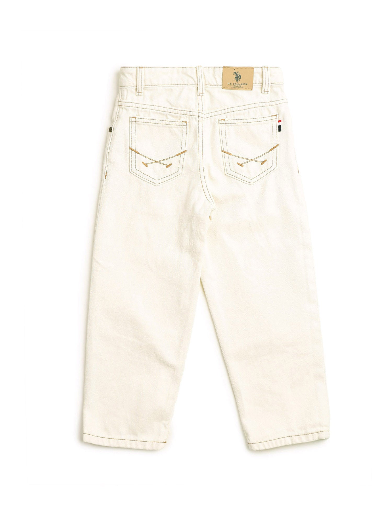Boys Baggy Fit Cotton Jeans White - U.S. POLO ASSN. | Large