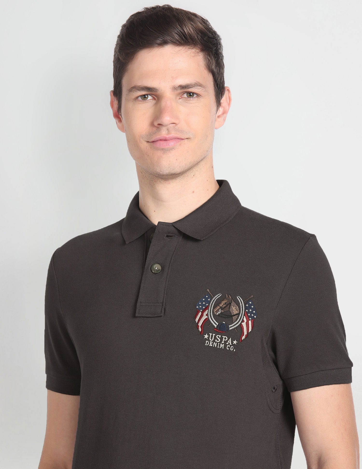 Solid Muscle Fit Polo Shirt Charcoal Grey - U.S. Polo Assn. India | Large