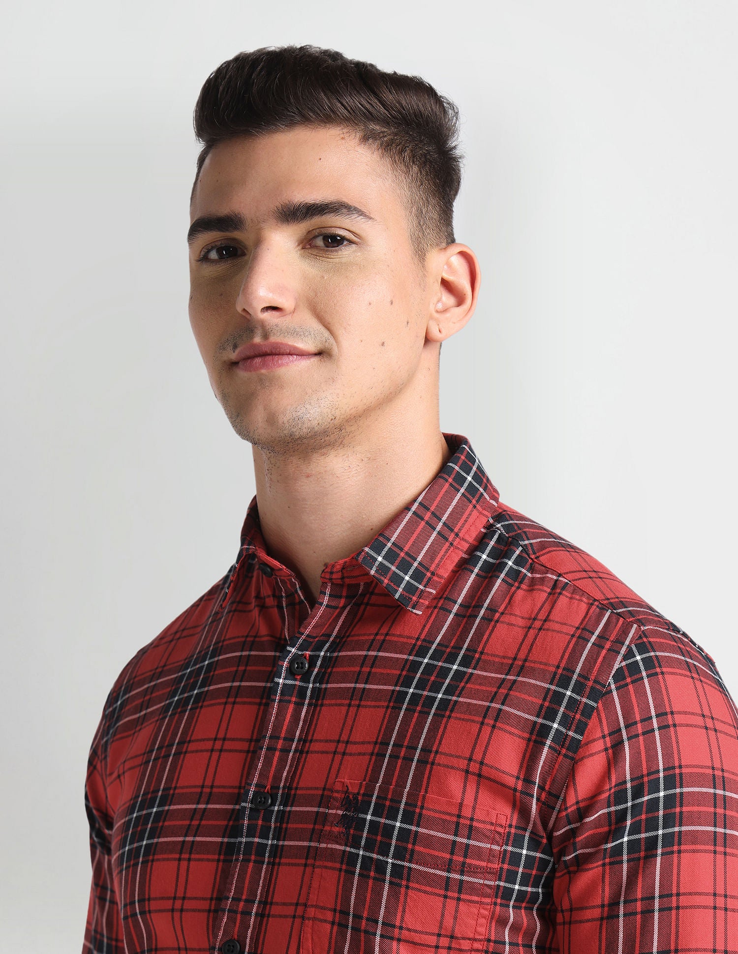 Cutaway Collar Tartan Shirt Red - U.S. Polo Assn. India | Large