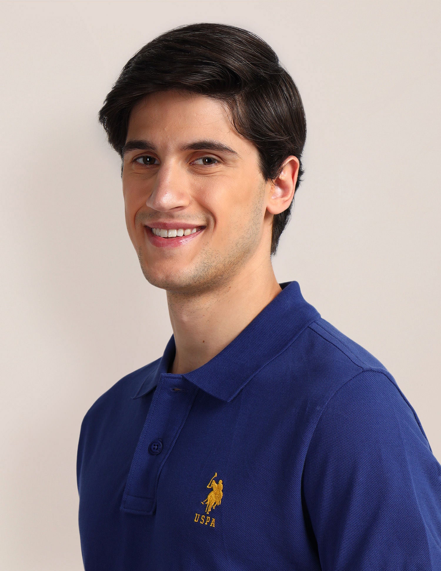 Contrast Logo Slim Polo Shirt Blue - U.S. Polo Assn. India | Large