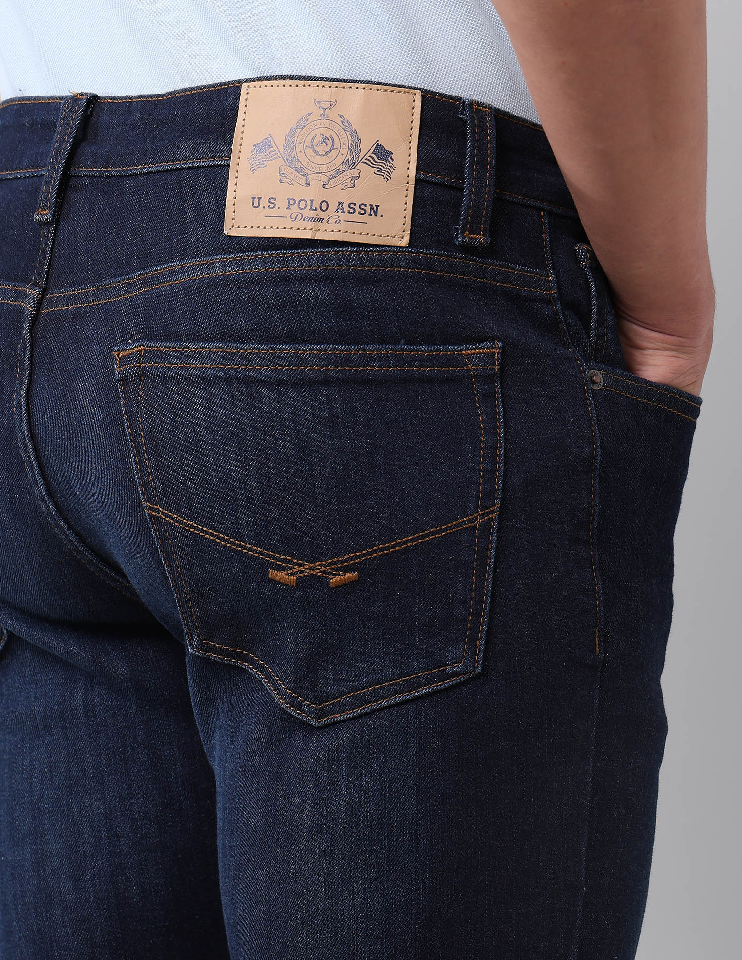 Brandon Slim Tapered Fit Blue Jeans Dark Blue - U.S. POLO ASSN. | Large