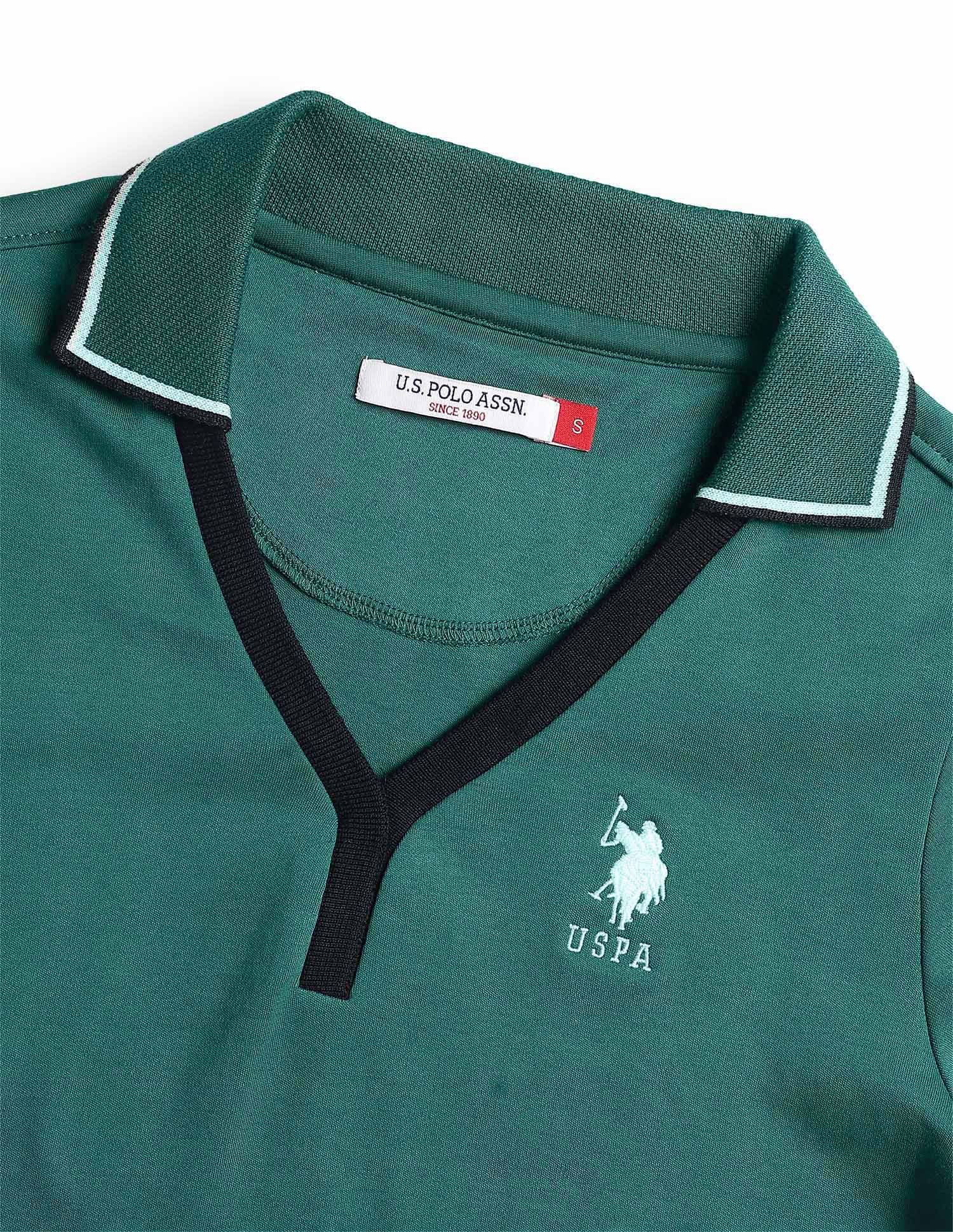 Solid Regular Fit Polo Shirt Dark Green - U.S. Polo Assn. India | Large