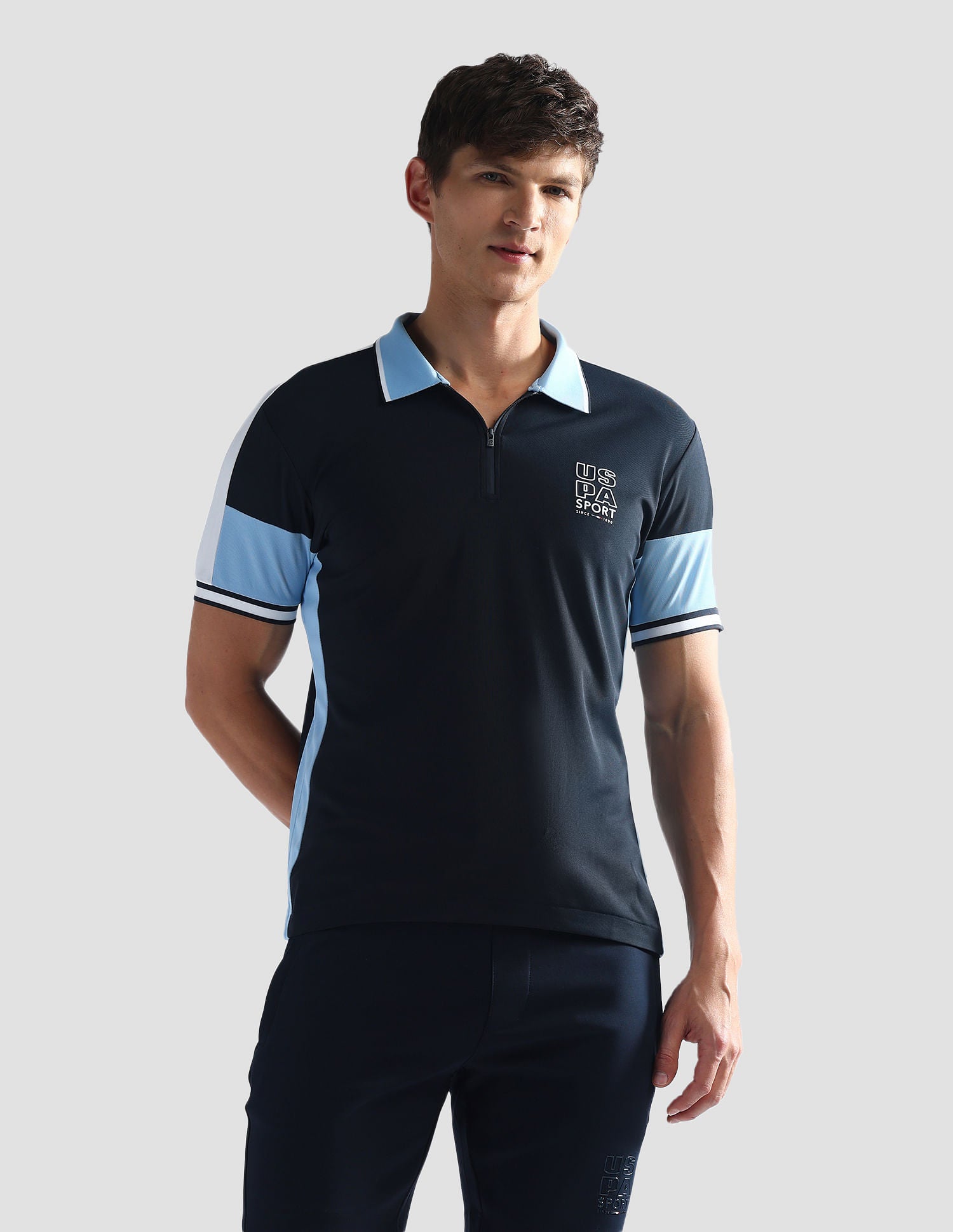 Colour Block Slim Polo Shirt Navy - U.S. Polo Assn. India | Large