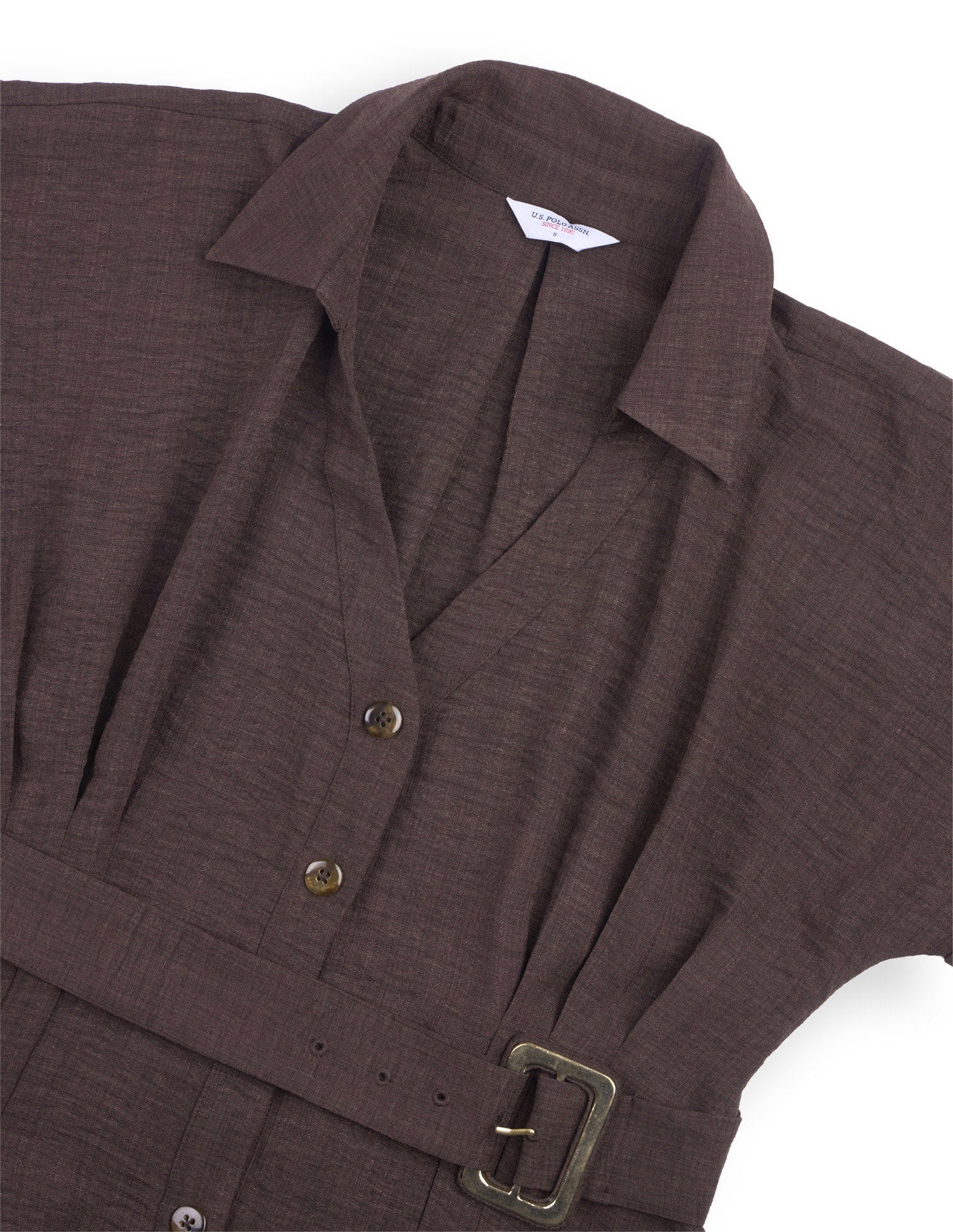 Midi Regular Fit Shirt Dress Brown - U.S. Polo Assn. India | Large
