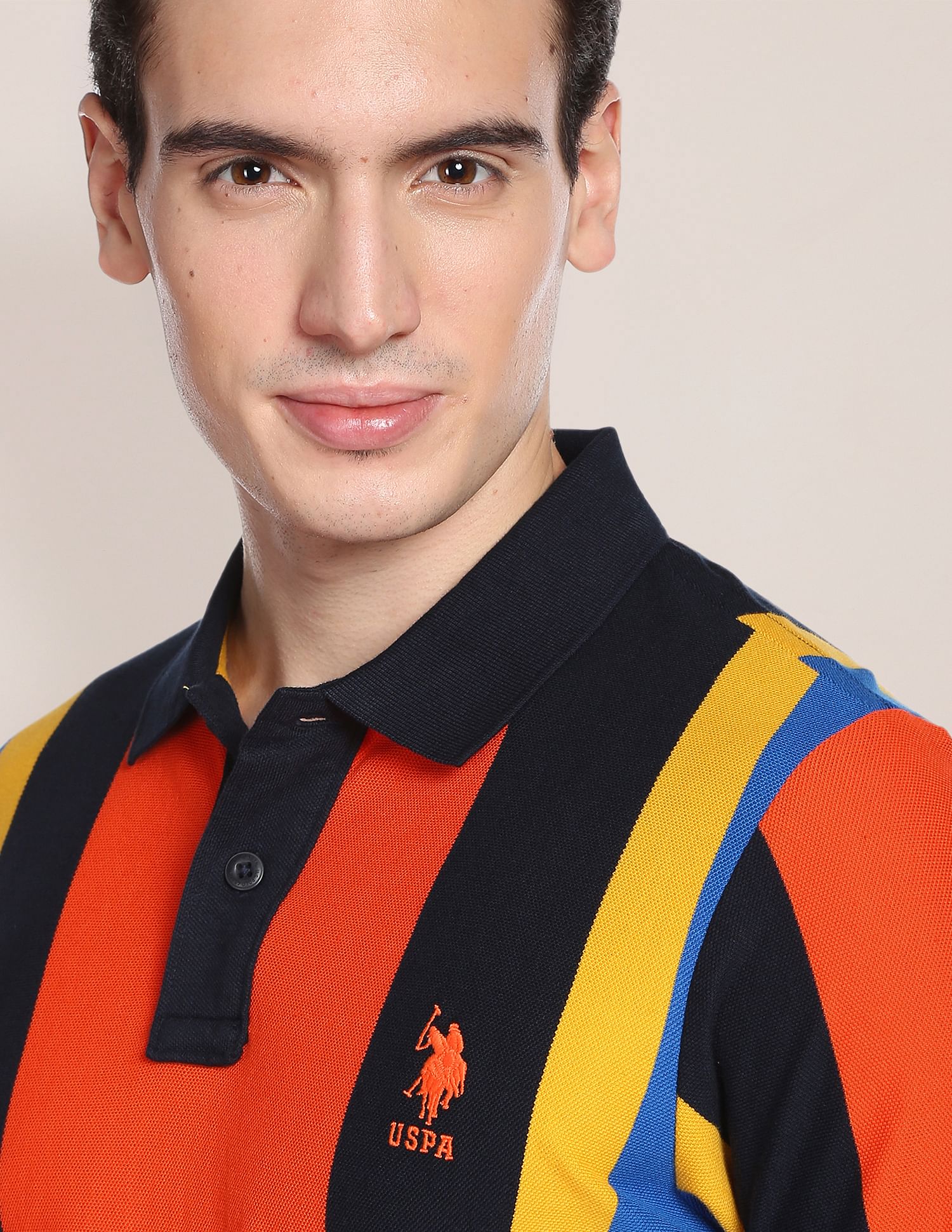 Vertical Stripe Cotton Polo Shirt Navy - U.S. POLO ASSN. | Large