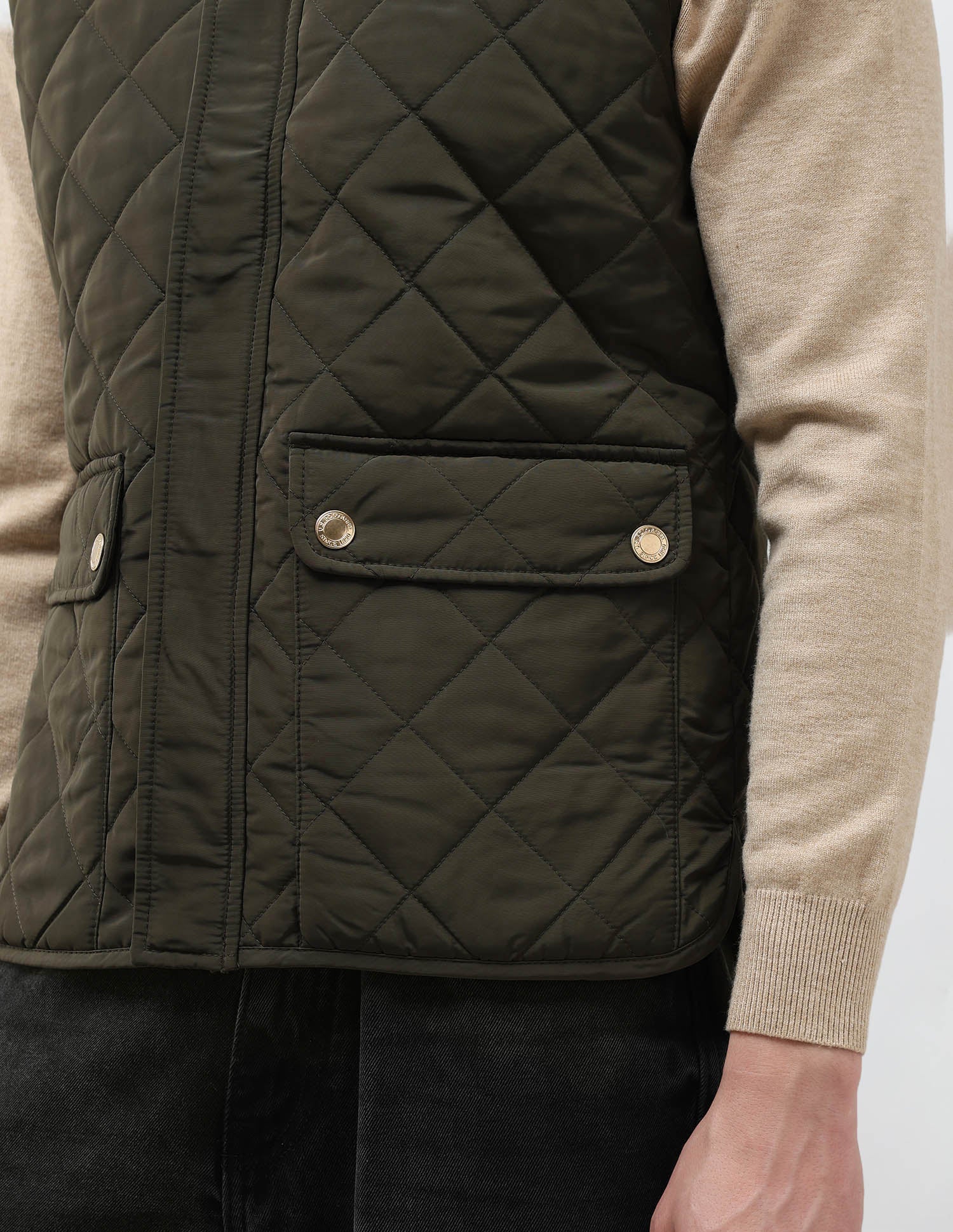 High Neck Solid Quilted Jacket Olive - U.S. POLO ASSN. | Large