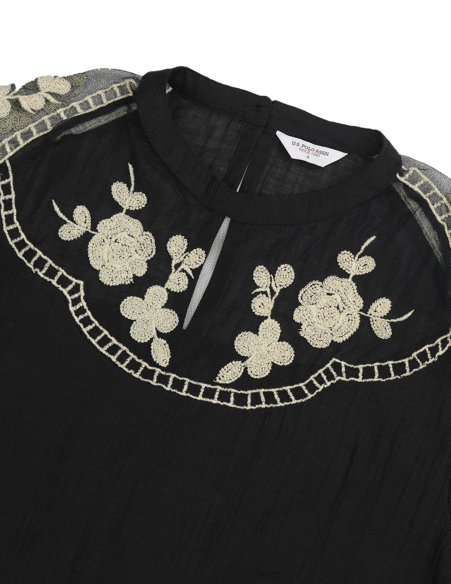 Floral embroidered Top Black - U.S. POLO ASSN. | Large