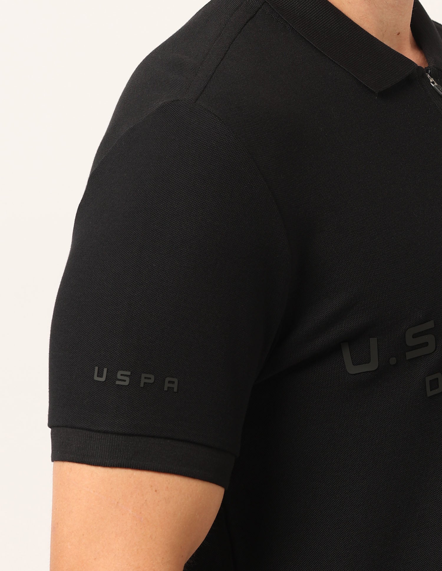 Brand Printed Muscle Fit Polo Shirt Black - U.S. Polo Assn. India | Large