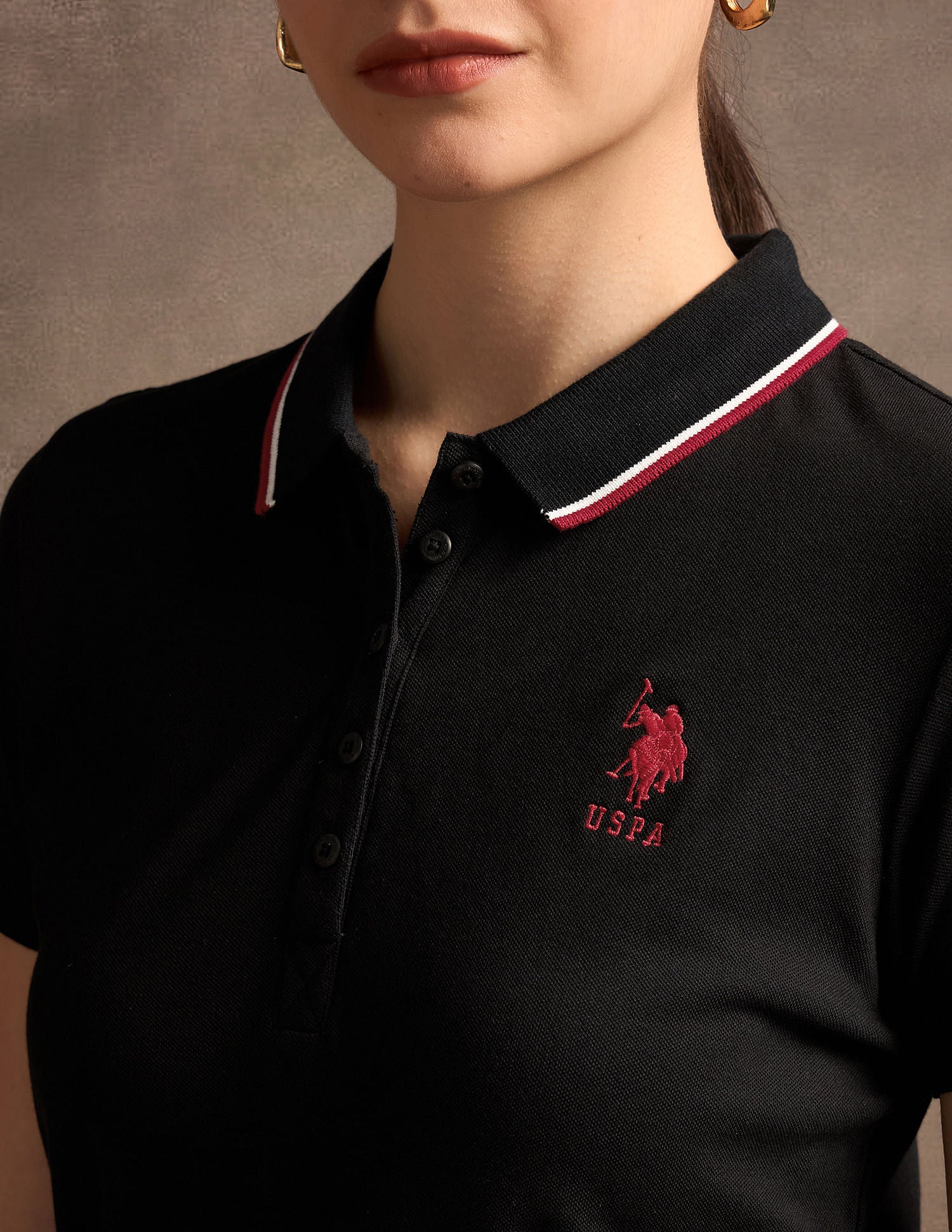 Tipped Collar Solid Polo Shirt Black - U.S. POLO ASSN. | Large