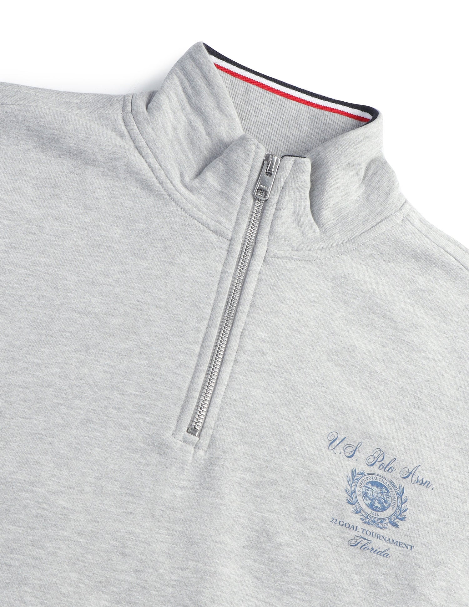 Solid Zipper Sweatshirt Ecru Melange - U.S. Polo Assn. India | Large