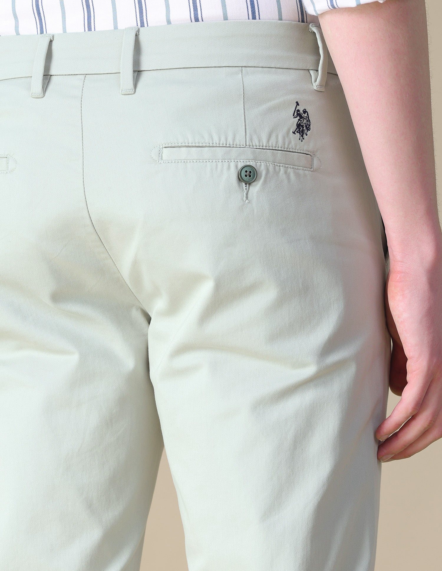 Twill Austin Trim Regular Fit Trousers LightÂ Pista Green - U.S. POLO ASSN. | Large