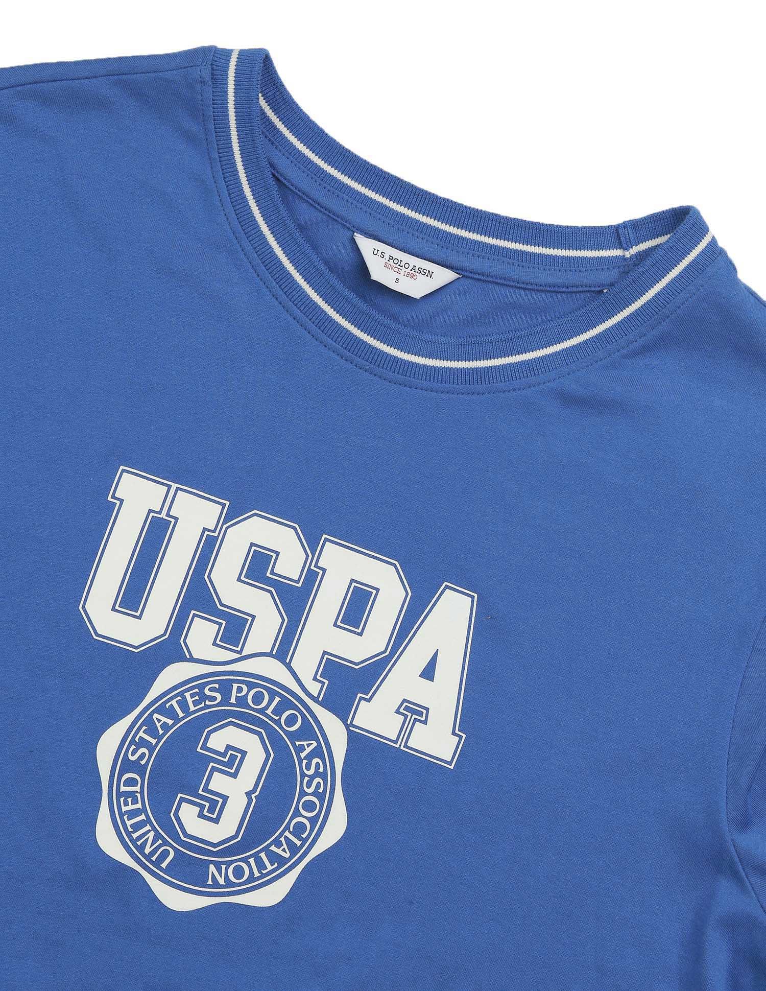 Brand Printed Boxy T-Shirt Blue - U.S. POLO ASSN. | Large