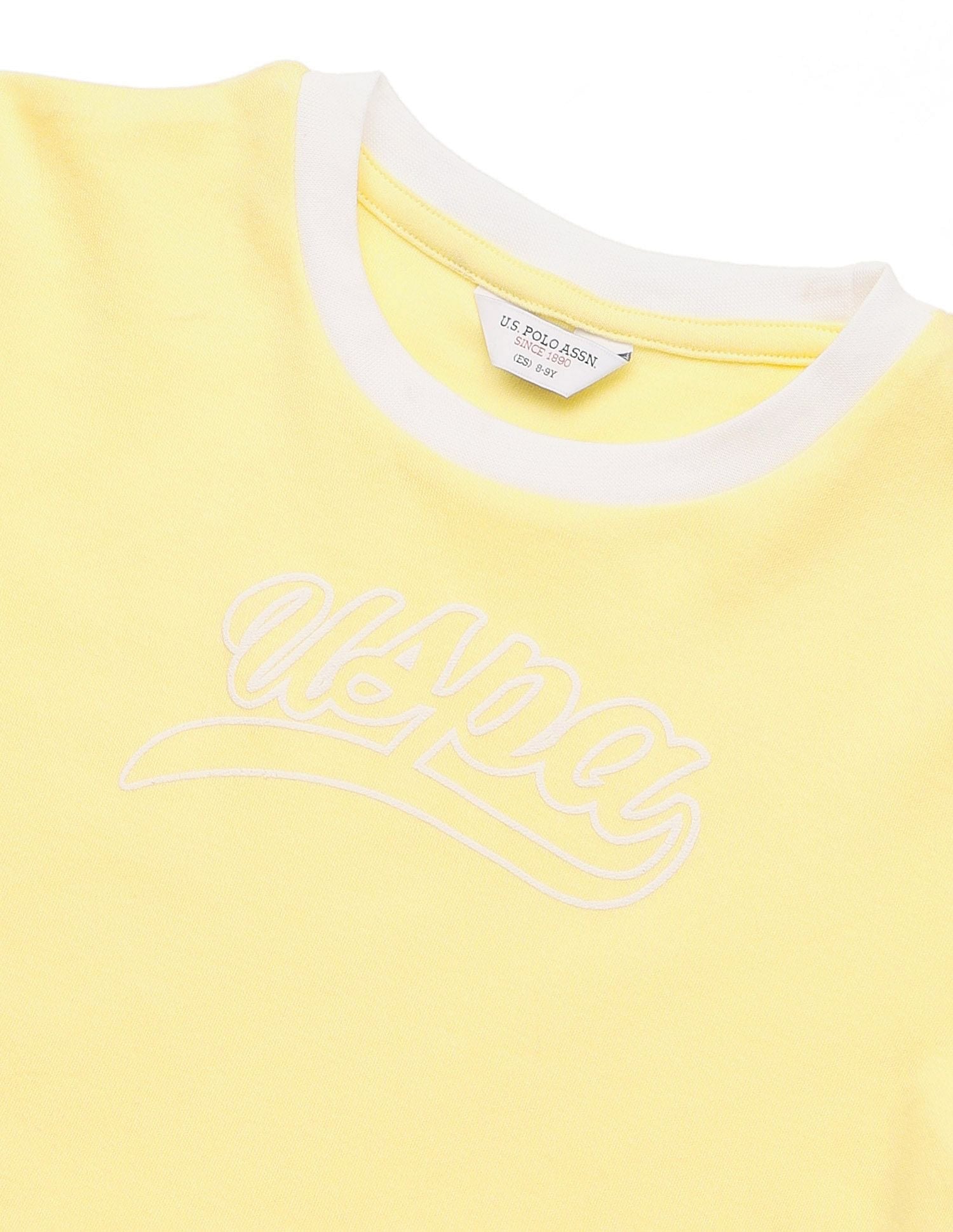 Girls Brand Printed Fit And Flare Dress Yellow - U.S. POLO ASSN. | Large