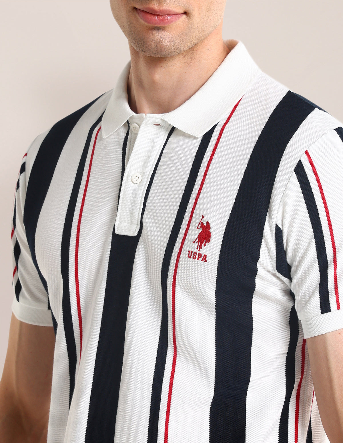 Vertical Striped Slim Fit Polo Shirt - Main Image