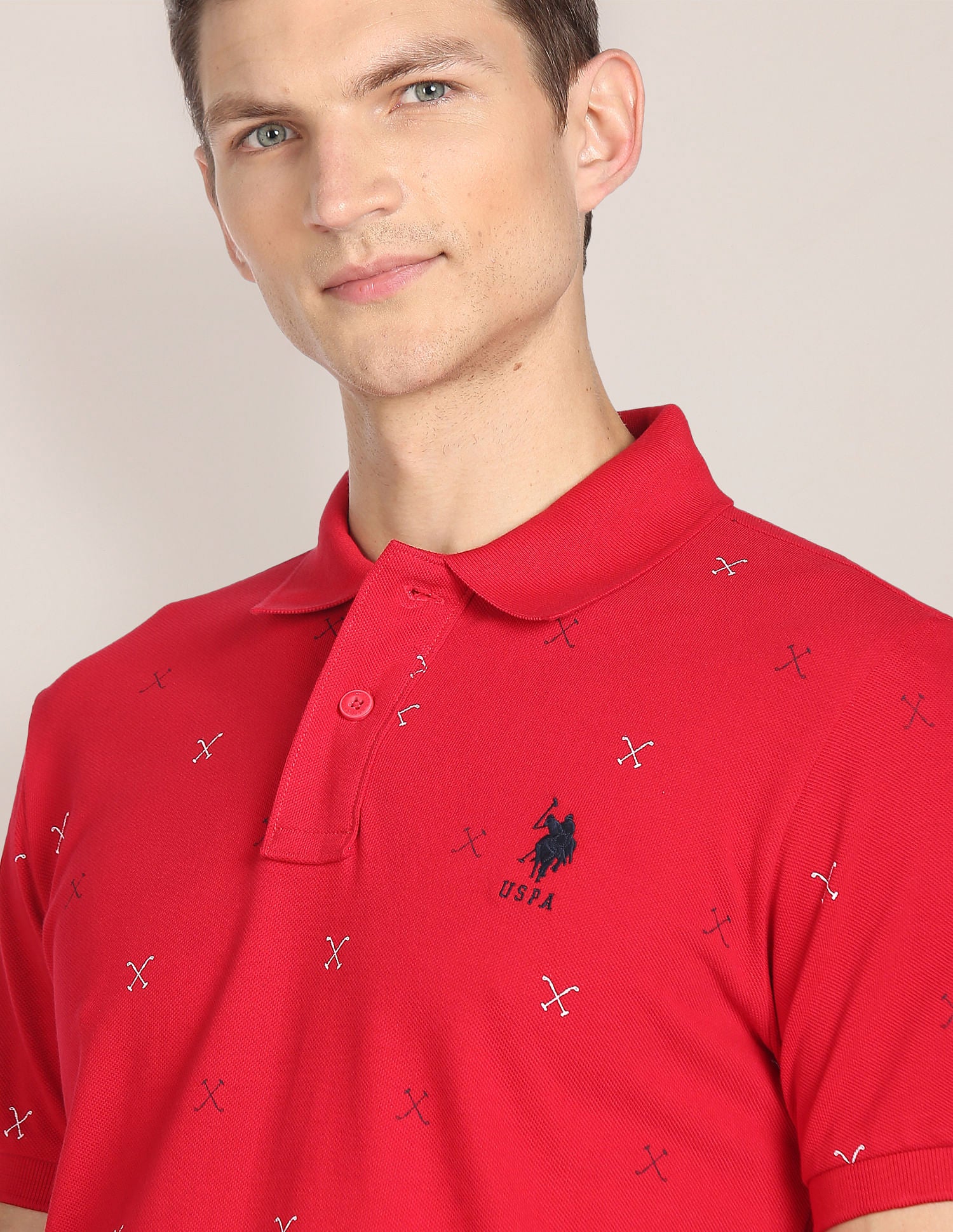 All Over Brand Print Polo Shirt Red - U.S. Polo Assn. India | Large