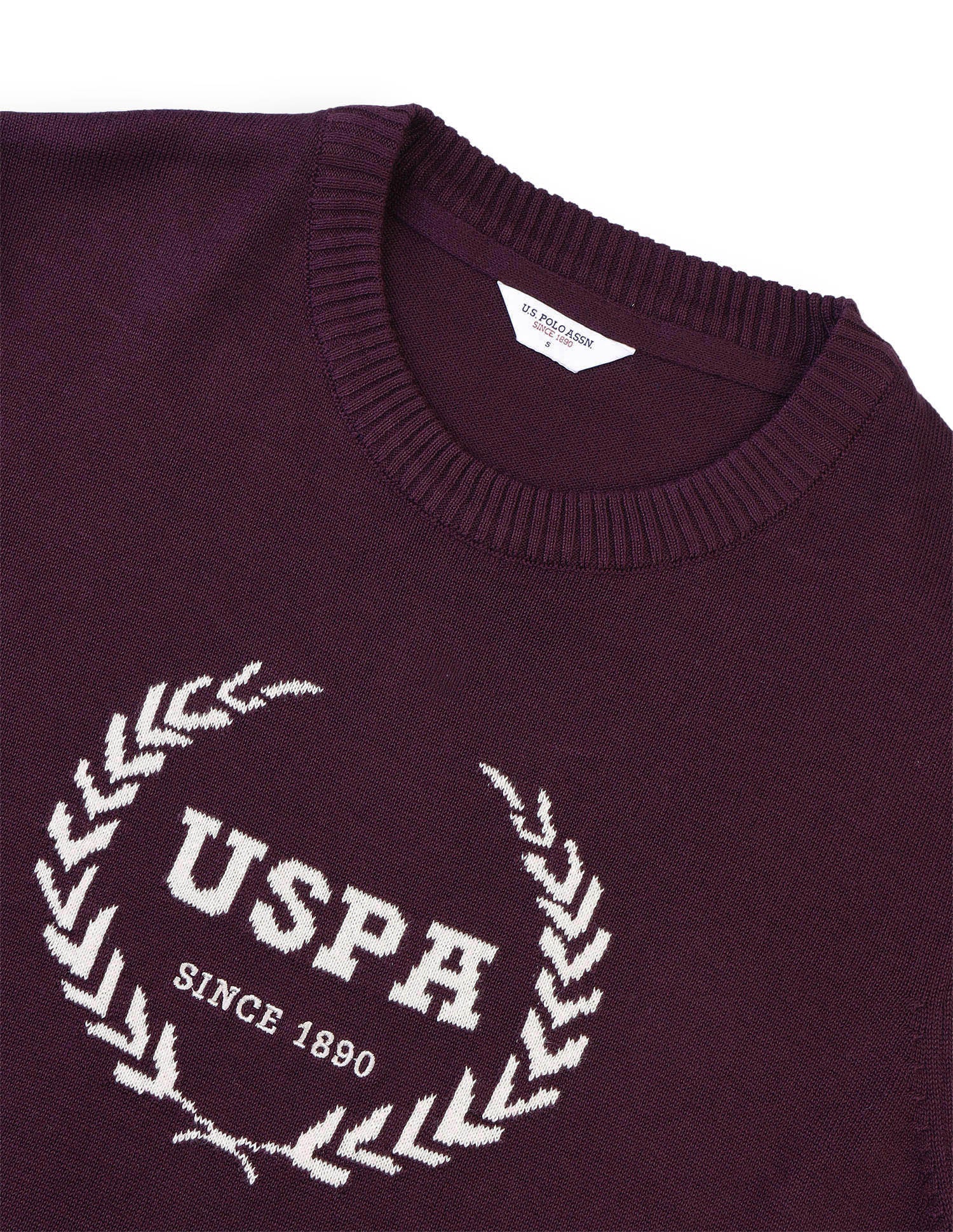Brand Patterned Knit Regular Fit Sweater Purple - U.S. Polo Assn. India | Large
