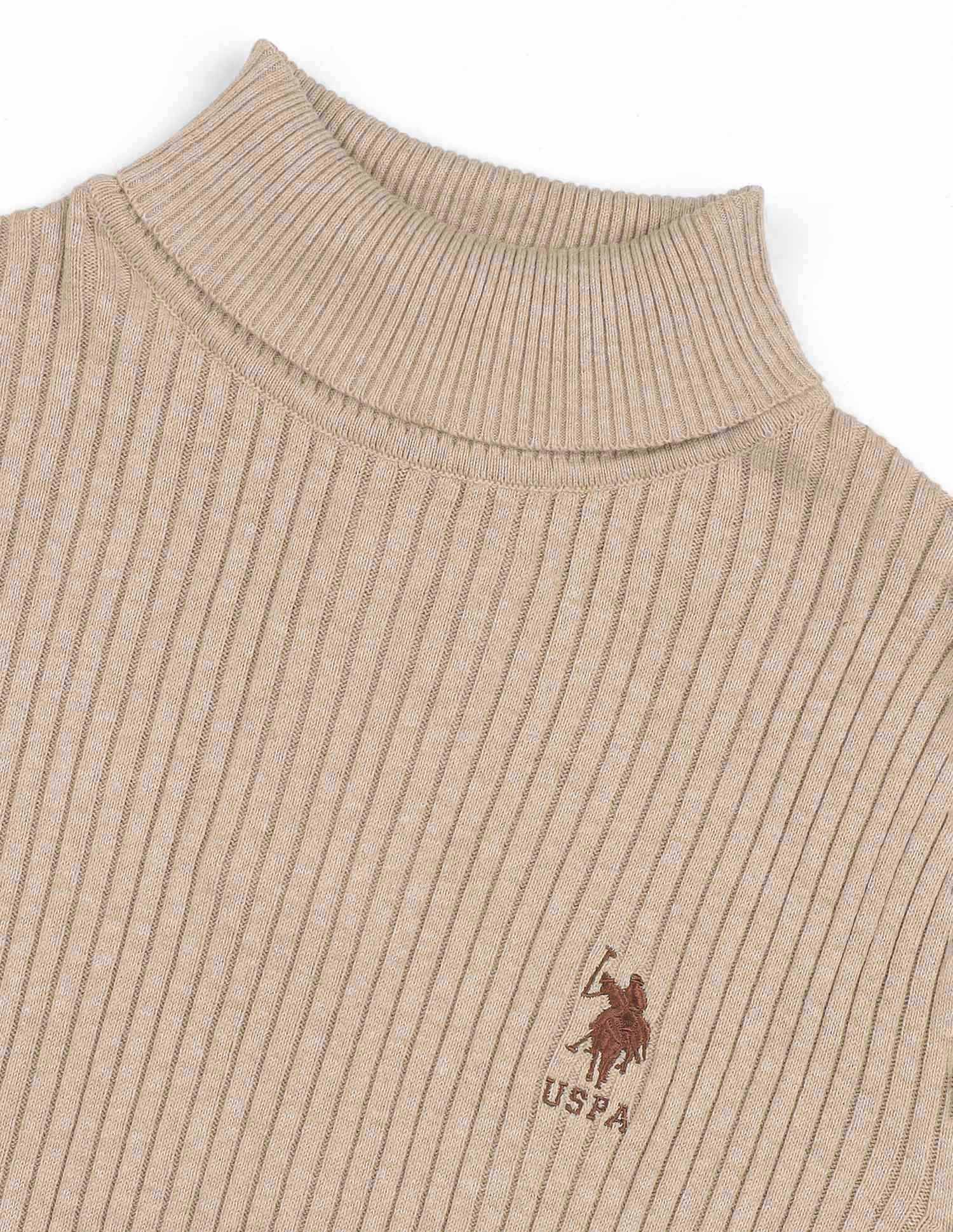 Ribbed Turtle Neck Sweater Ecru - U.S. POLO ASSN. | Large