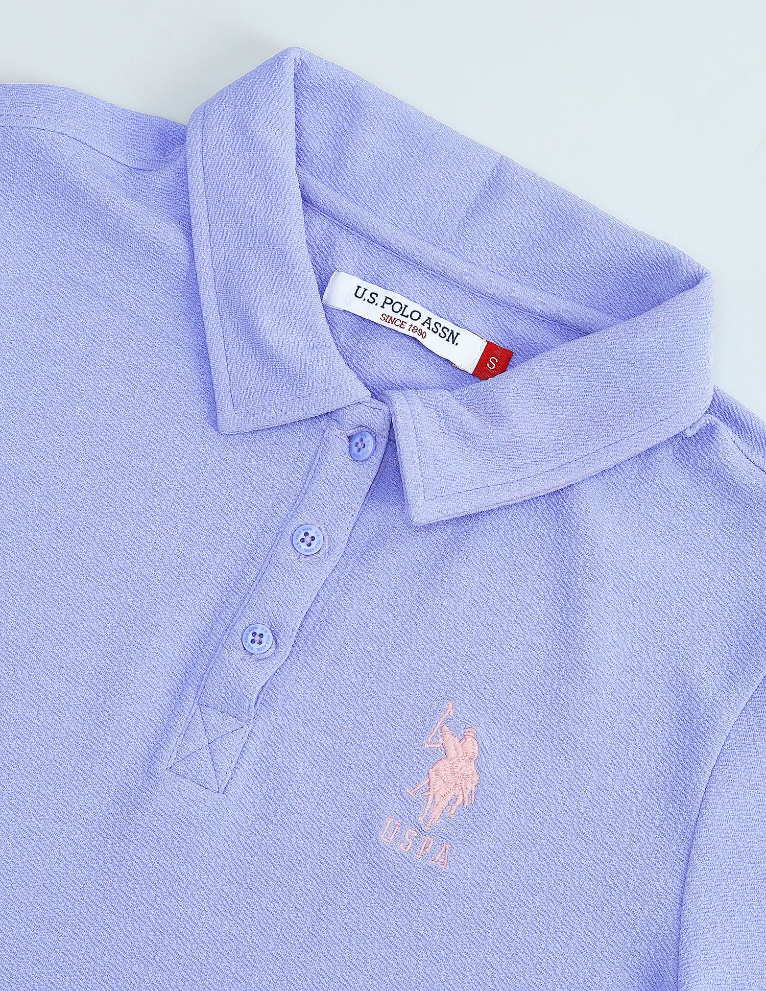 Contrast Logo Textured Polo Shirt Light Purple - U.S. POLO ASSN. | Large