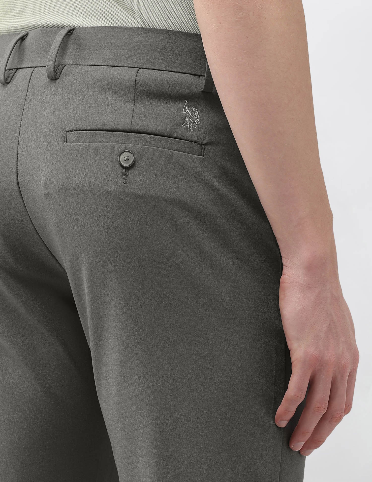 Austin Slim Fit Mid Rise Trousers Mid Green - U.S. Polo Assn. India | Large