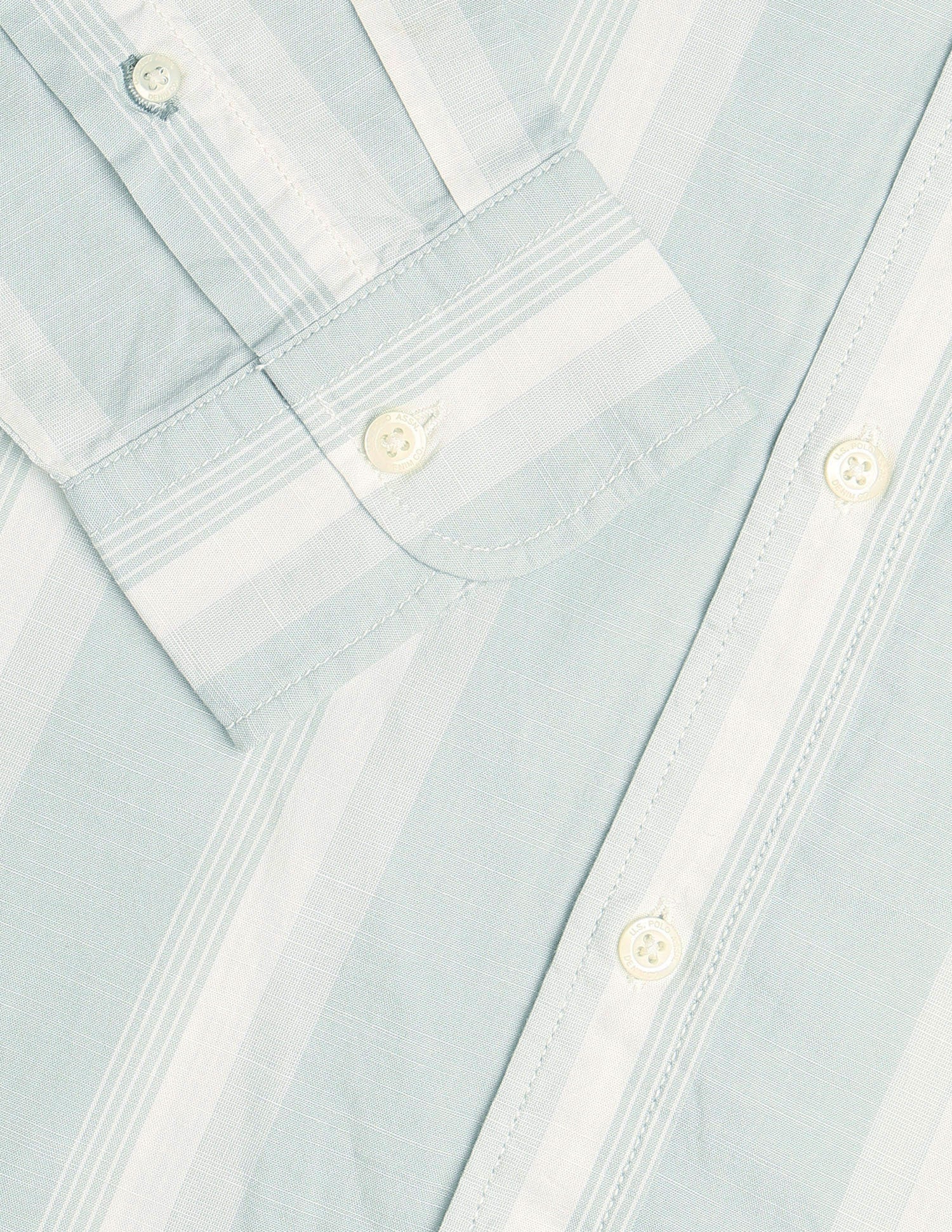 Vertical Striped Regular Fit Shirt Light Green - U.S. Polo Assn. India | Large