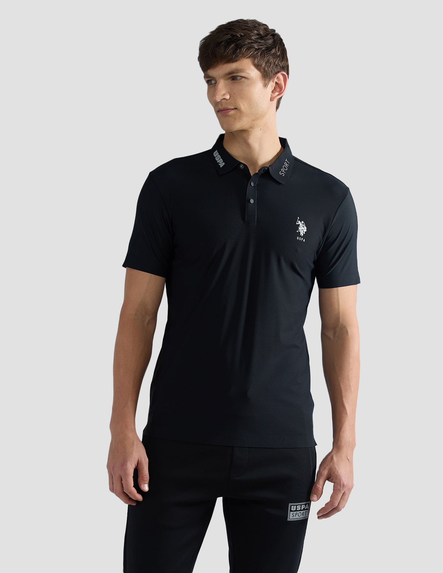 Solid Slim Fit Polo Shirt Black - U.S. Polo Assn. India | Large
