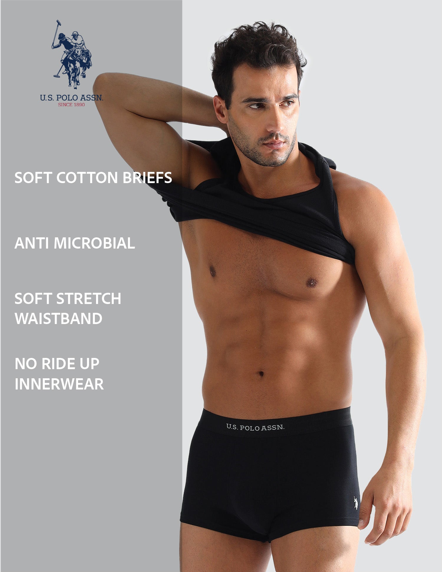 Anti Microbial Lightweight & Stretchable Short Trunk - ET006-002-PL Black - U.S. POLO ASSN. | Large