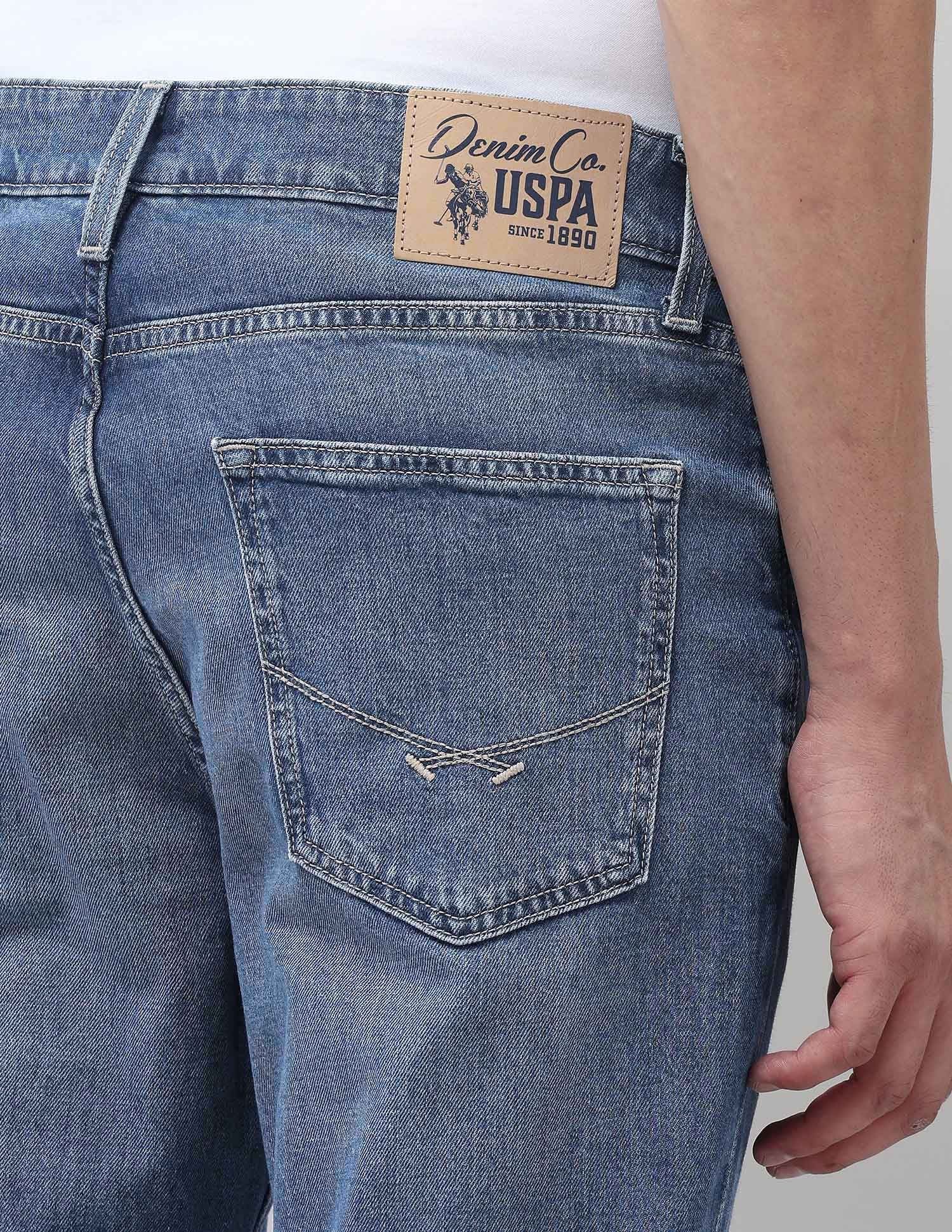 Cole Comfort Cropped Fit Blue Jeans Mid Wash - U.S. POLO ASSN. | Large