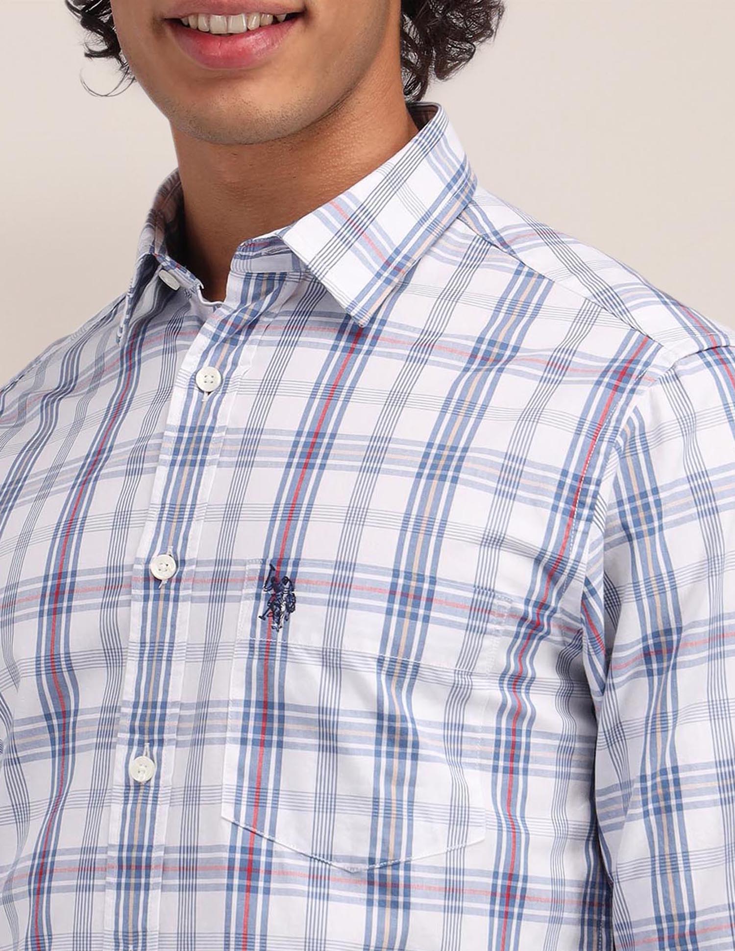 Plaid Checked Poplin Shirt White - U.S. Polo Assn. India | Large