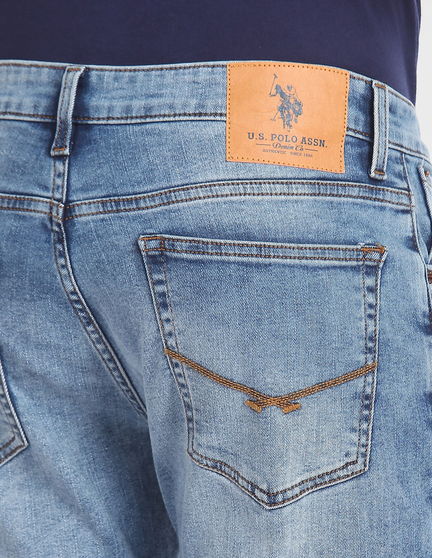 Brandon Slim Tapered Stone Wash Jeans Blue - U.S. POLO ASSN. | Large