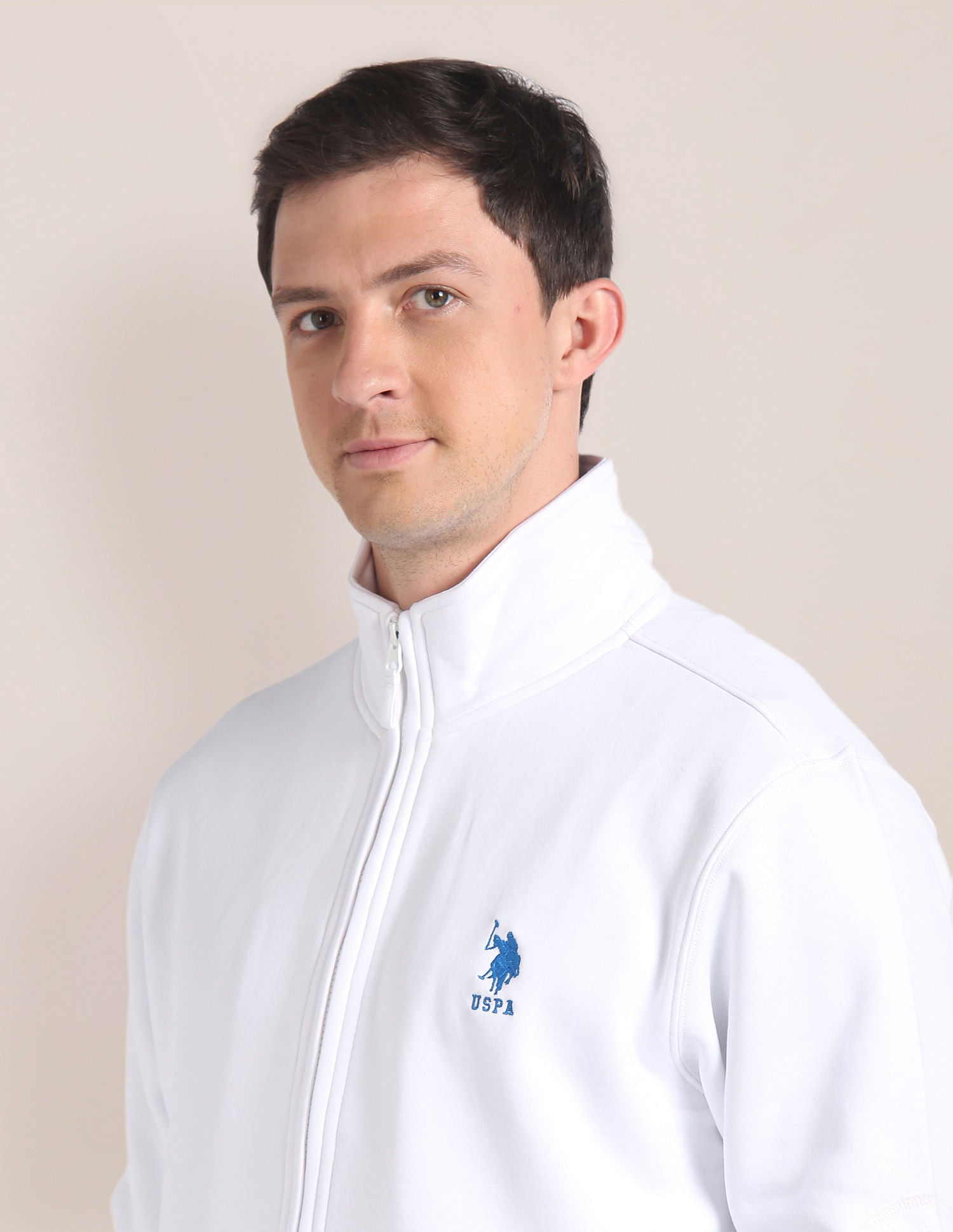 High Neck Solid Sweatshirt White - U.S. POLO ASSN. | Large