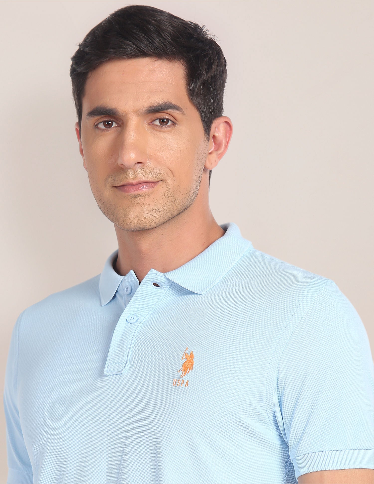 Solid Pique Polo Shirt Light Blue - U.S. POLO ASSN. | Large