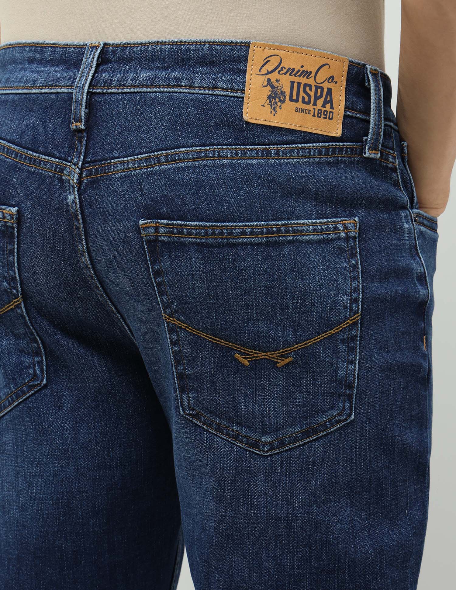 Harold Slim Straight Fit Blue Jeans Mid Blue - U.S. POLO ASSN. | Large