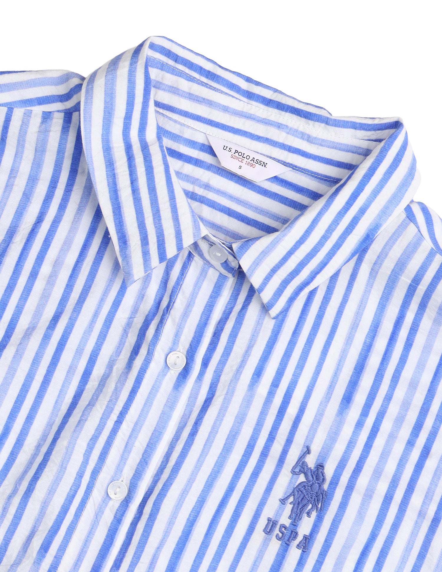 Vertical Striped Relaxed Fit Shirt Light Blue - U.S. Polo Assn. India | Large