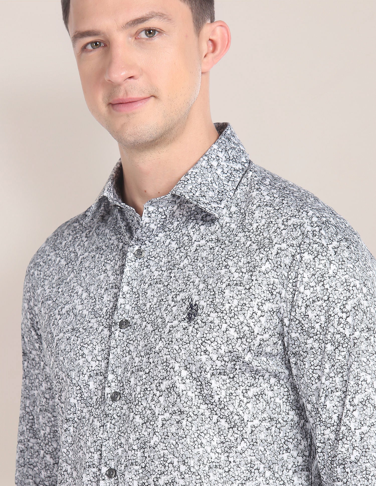Abstract Print Twill Shirt Grey - U.S. Polo Assn. India | Large